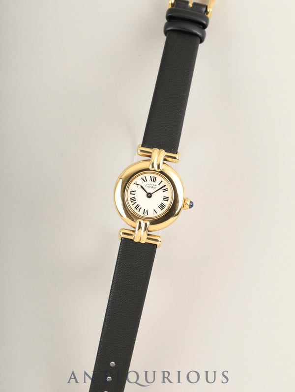 カルティエ マストコリゼ 590002 クォーツ Cal.90 SV925 革 純正ピンバックル(GP) アイボリーローマン文字盤 オーバーホール済み