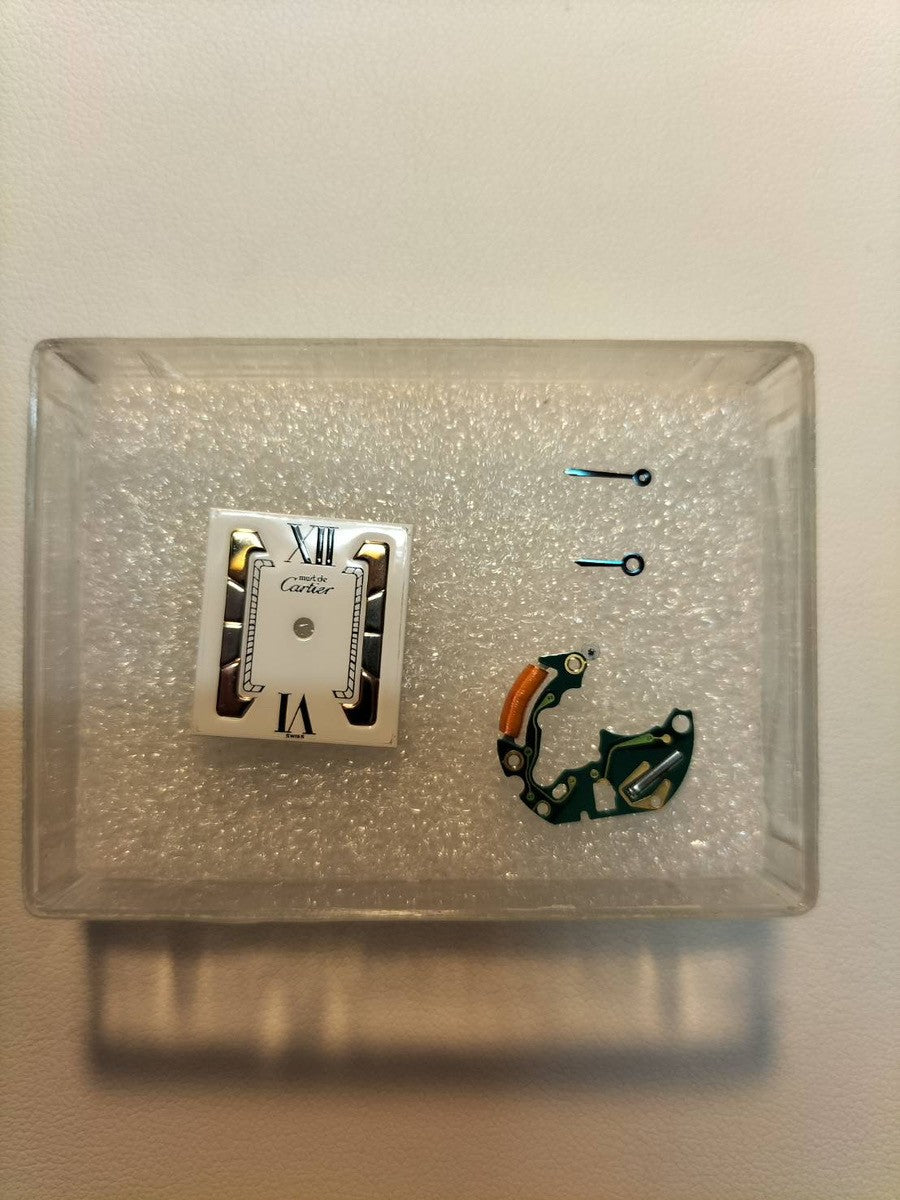 Cartier Must Tank SM 5057001 Quartz Caliber 057 SV925 Leather Strap with Genuine D-Buckle (GP) Side Trinity Dial Circa 1982-Circa 1995 Overhauled