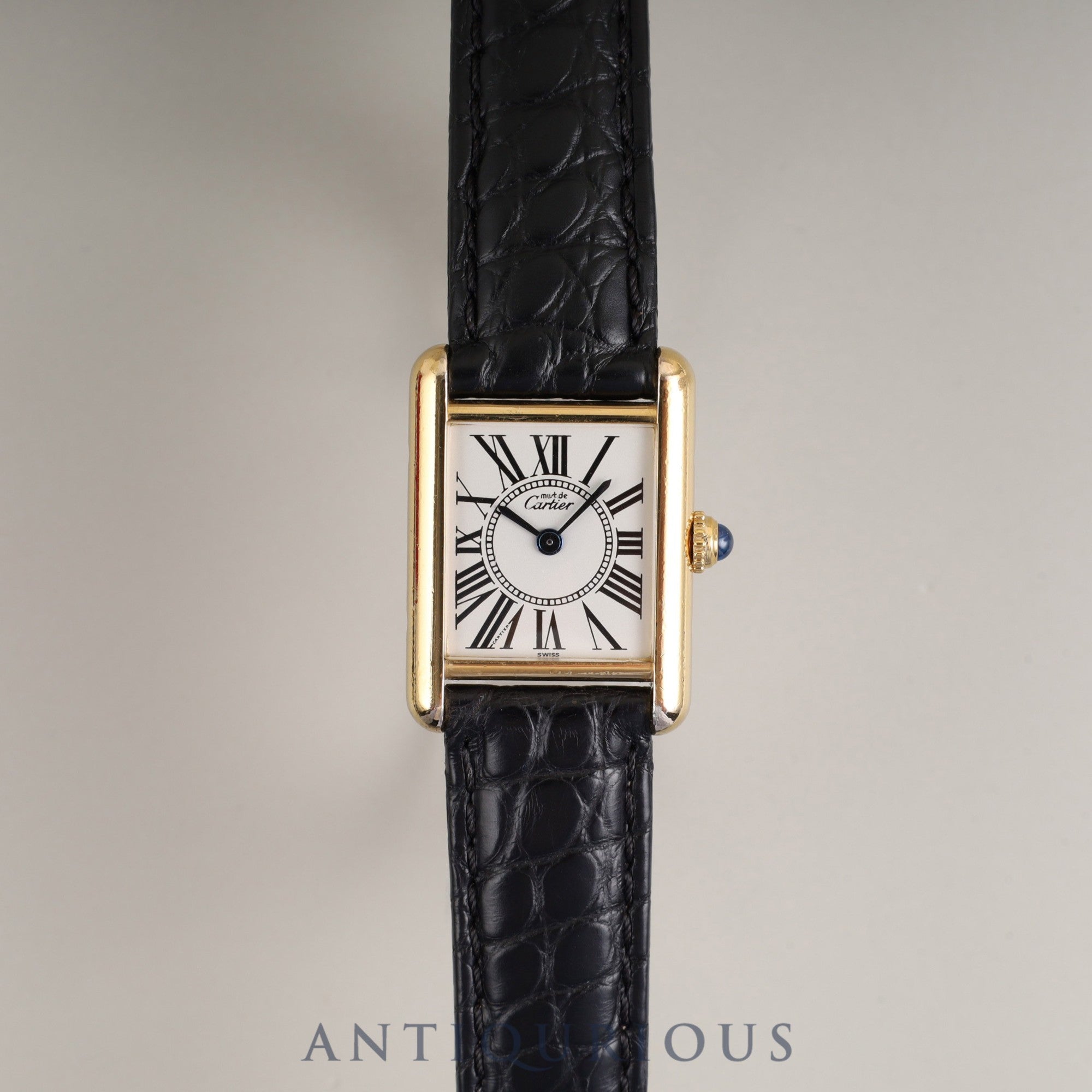 カルティエ マストタンク SM 5057001 クォーツ Cal.057 SV925 革 純正Dバックル(GP) オパラン文字盤 1982年頃~1995年頃 箱 オーバーホール済み