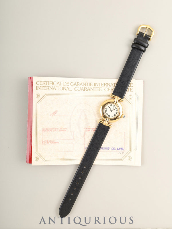 カルティエ マストコリゼ 590002 クォーツ Cal.90 SV925 革 純正ピンバックル(GP) アイボリーローマン文字盤 オーバーホール済み