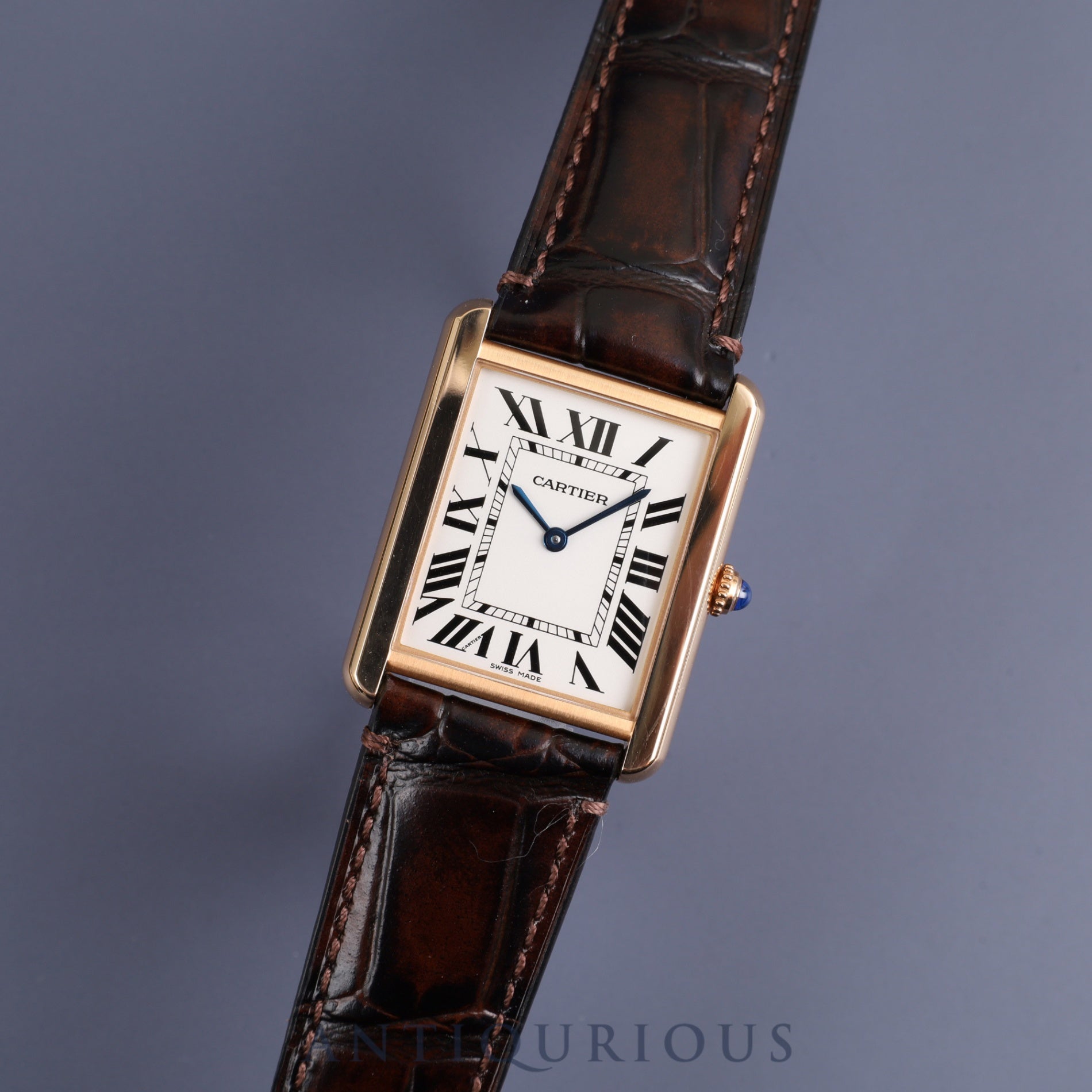 Cartier Tank Solo LM W5200025 / 3167 Quartz PG / SS Leather Genuine buckle (750) Silver dial Box Warranty (2015) Battery replaced