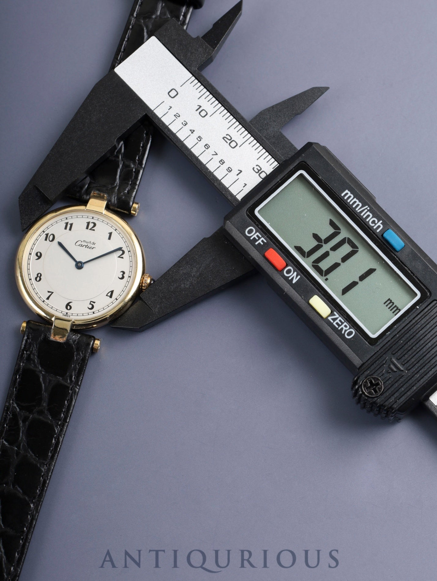 カルティエ マスト ヴァンドーム VLC LM 17 クォーツ SV925 革 純正ピンバックル(GP)アラビア文字盤 カルティエブティックにてコンプリートサービス済み