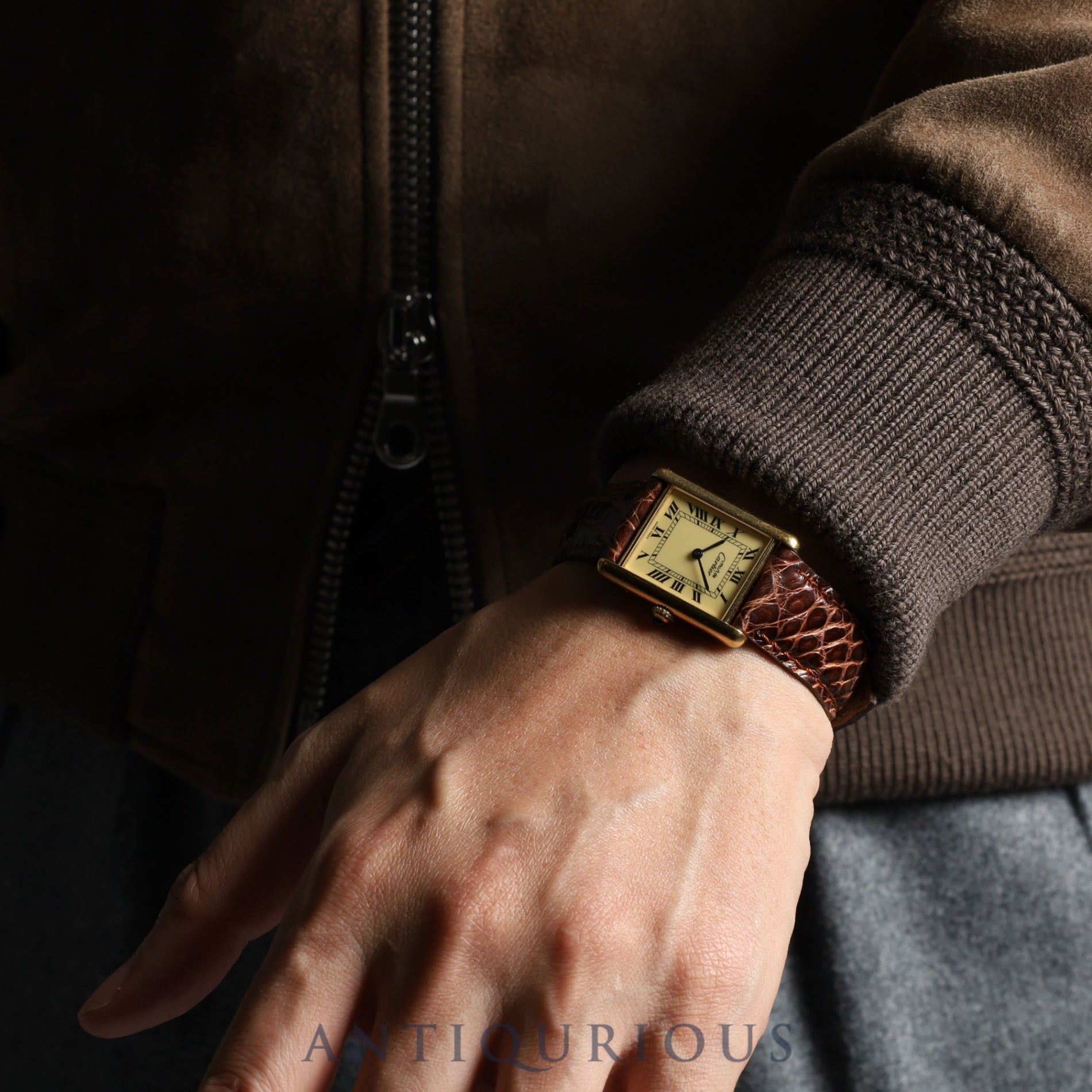 Cartier Must Tank LM 590005 Quartz SV925 Leather Genuine Buckle (GP) Ivory Roman Dial Complete service (full maintenance) completed at Cartier boutique