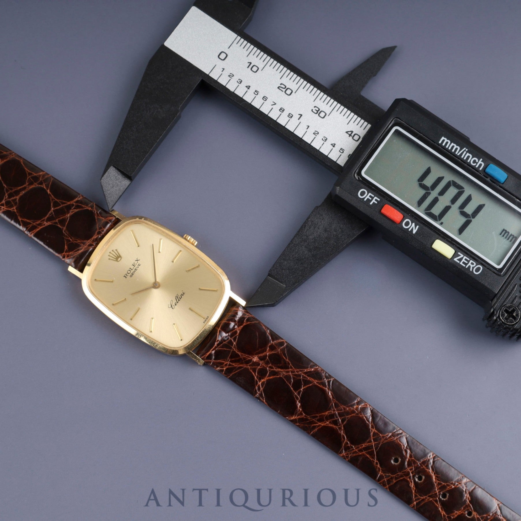 Rolex Cellini 4113 Manual Winding Caliber 1600 750 Leather Strap with Genuine Buckle (GP) Champagne Dial No. 42 (1974) Overhauled