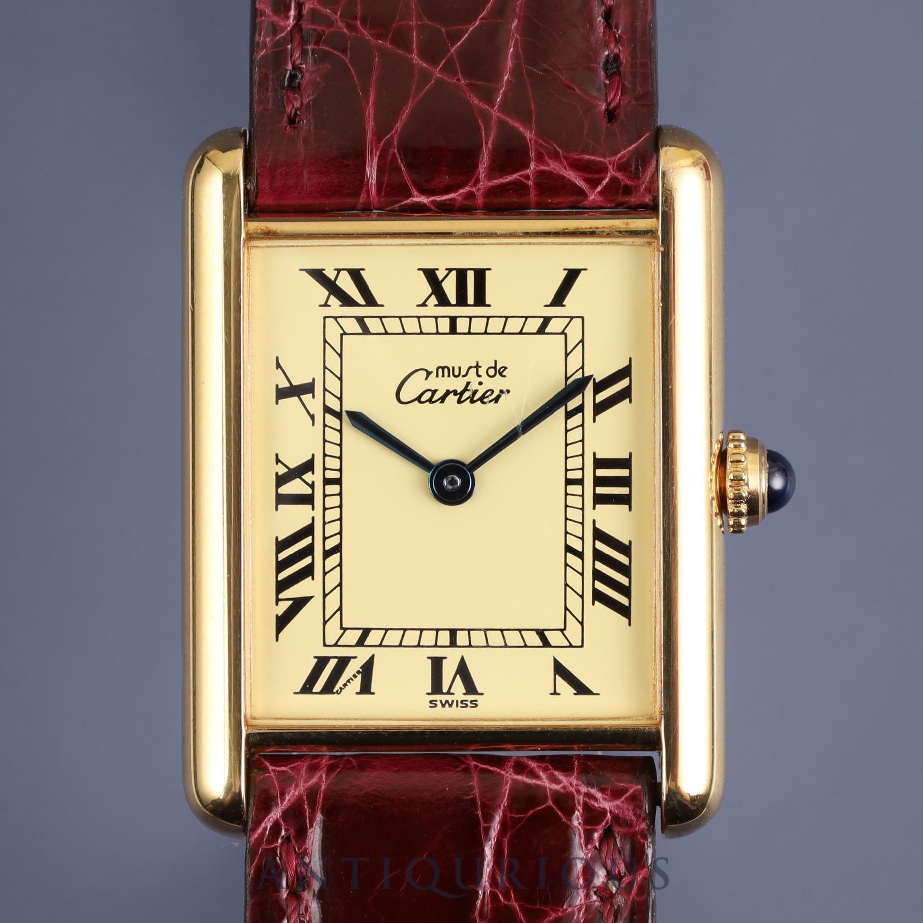 Cartier Must Tank LM 590005 Quartz Cal.90 SV925 Genuine leather strap Genuine buckle (GP) Ivory Roman dial Box Overhauled