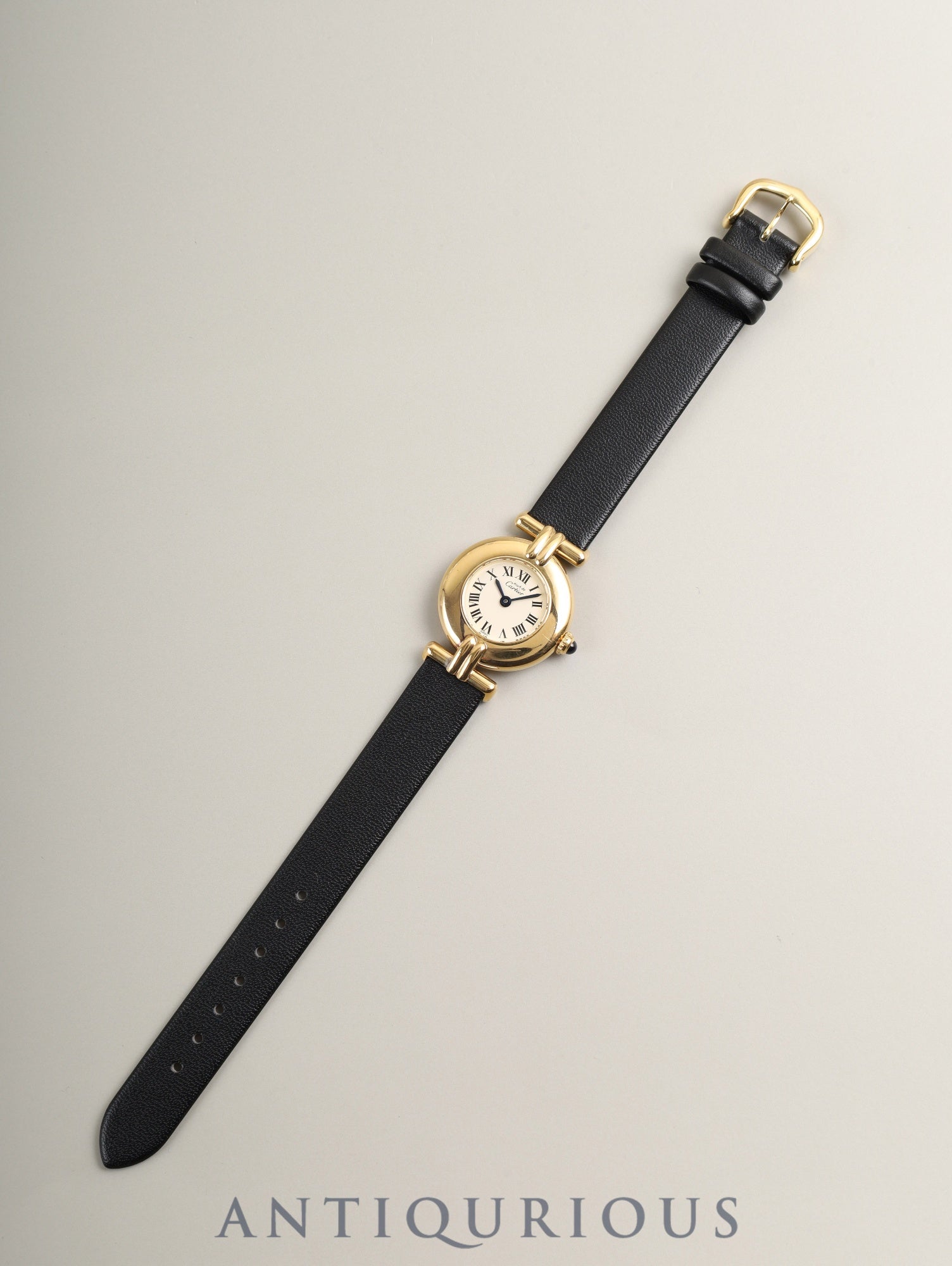 カルティエ マストコリゼ W1000653 / 1902 クォーツ SV925 革 純正ピンバックル(GP)アイボリーローマン文字盤 カルティエブティックにてコンプリートサービス済み