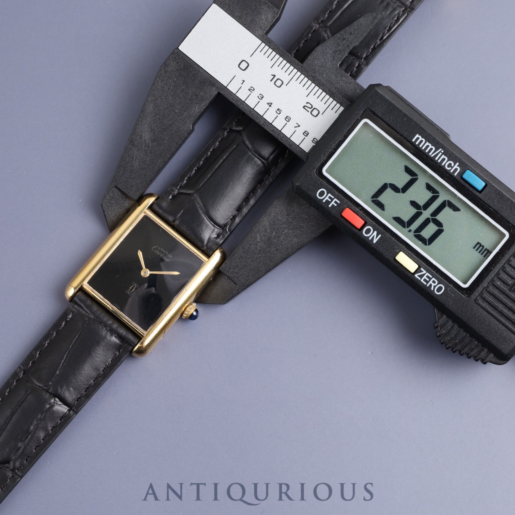 カルティエ マストタンク LM 手巻き Cal.78-1  SV925 革 純正Dバックル(GP)オニキス文字盤 オーバーホール済み 新品仕上げ済み