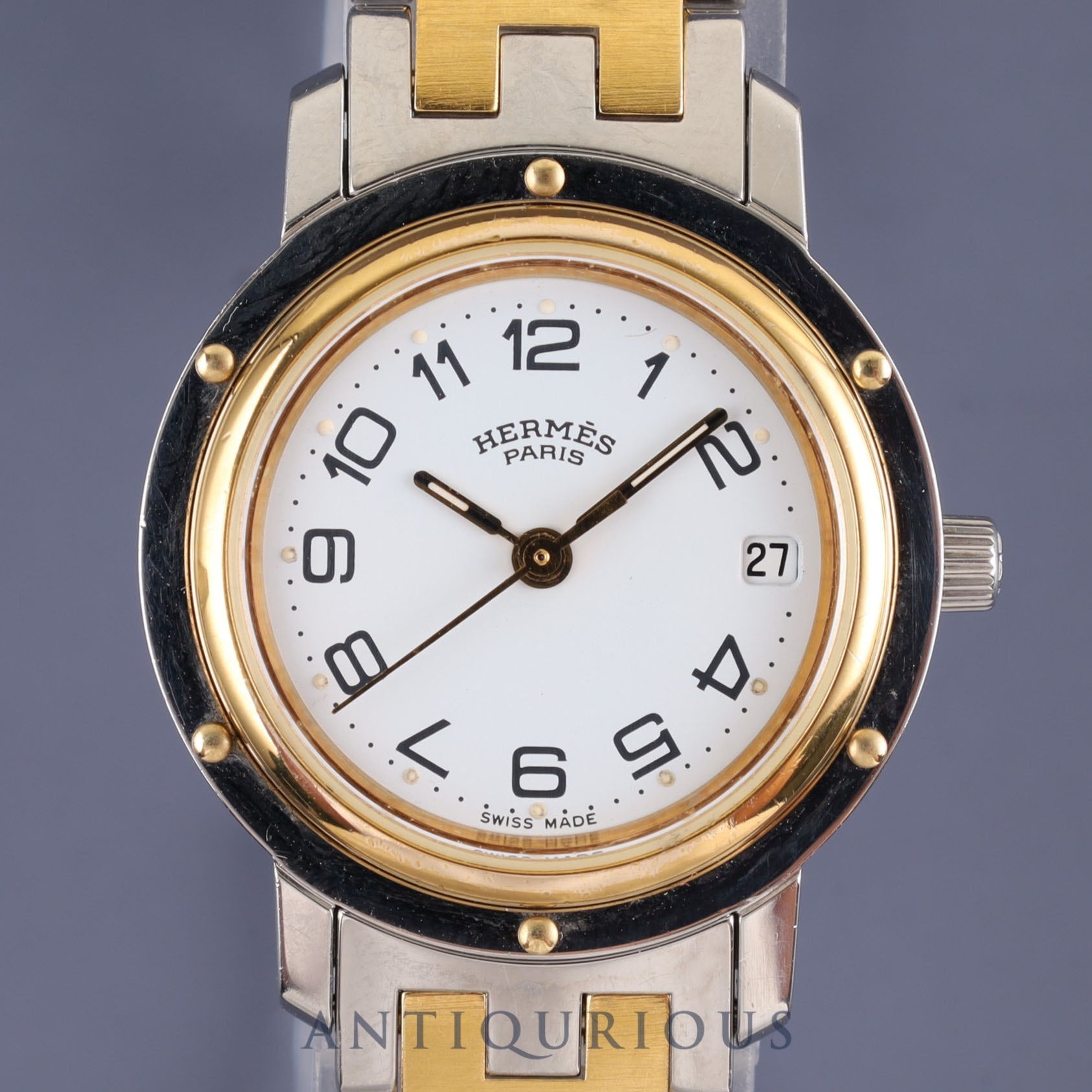 エルメス クリッパー クォーツ SS/GP ホワイト文字盤 24.0mm