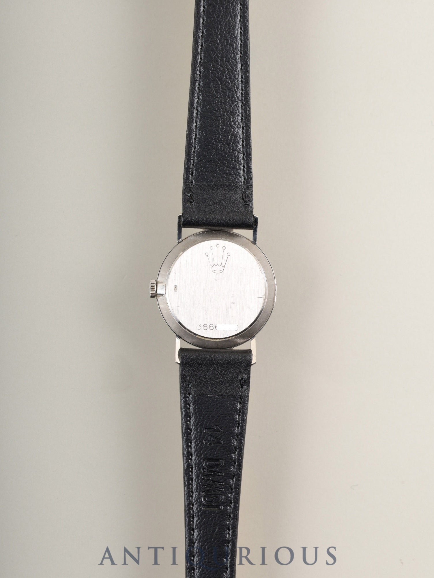 ロレックス チェリーニ 3810 手巻き Cal.1600 750WG 革 純正尾錠(GP) グレー文字盤 36番台(1972年) 冊子 保証書(1976年) オーダーホール済み