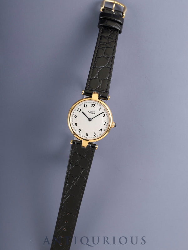 カルティエ マスト ヴァンドーム VLC LM 590003 クォーツ Cal.90 SV925 革 純正ピンバックル(GP)アラビア文字盤 オーバーホール済み