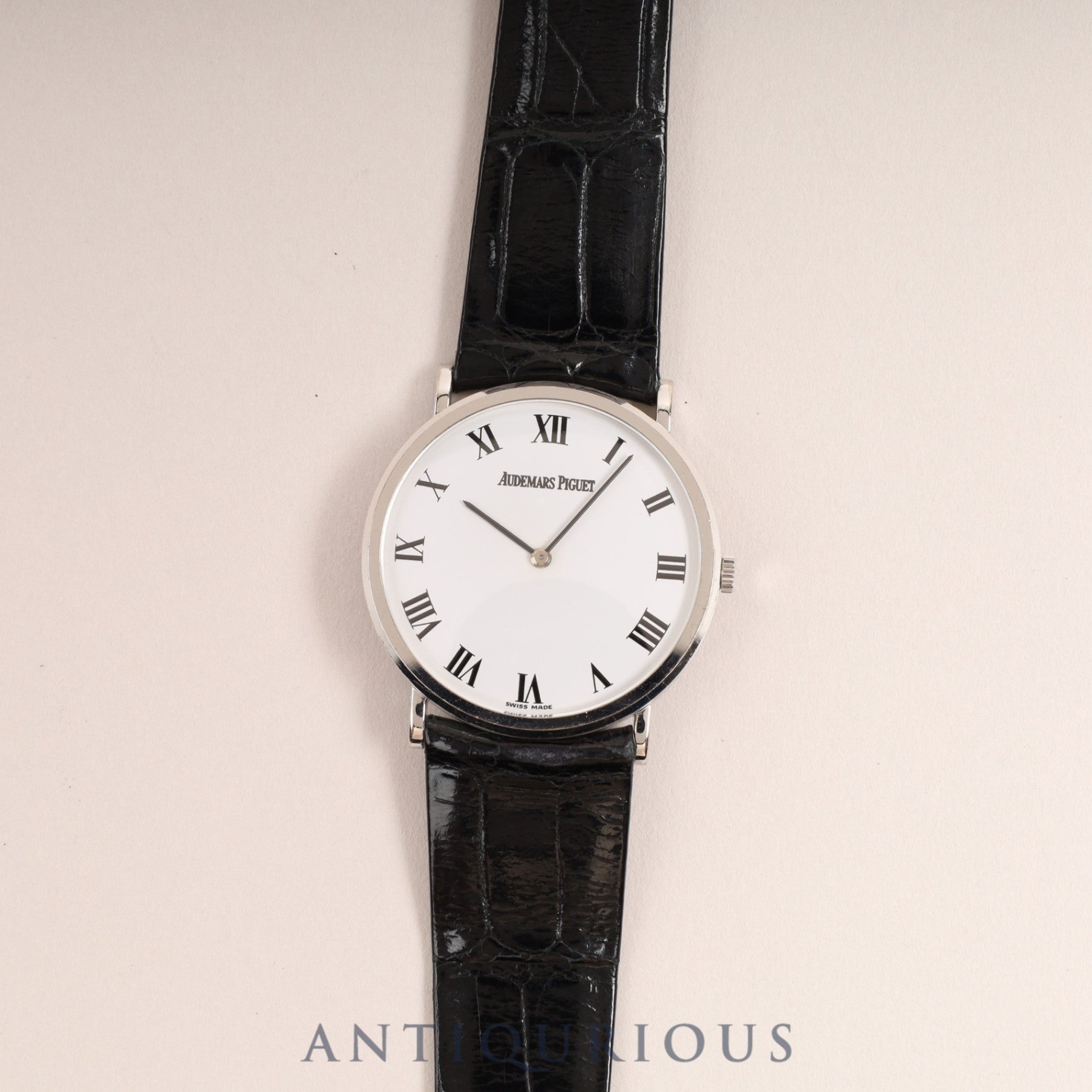 Audemars Piguet Extra-Flat Manual Winding Caliber 2080 750WG Leather Strap with Genuine Buckle (750WG) White Dial 31.6mm