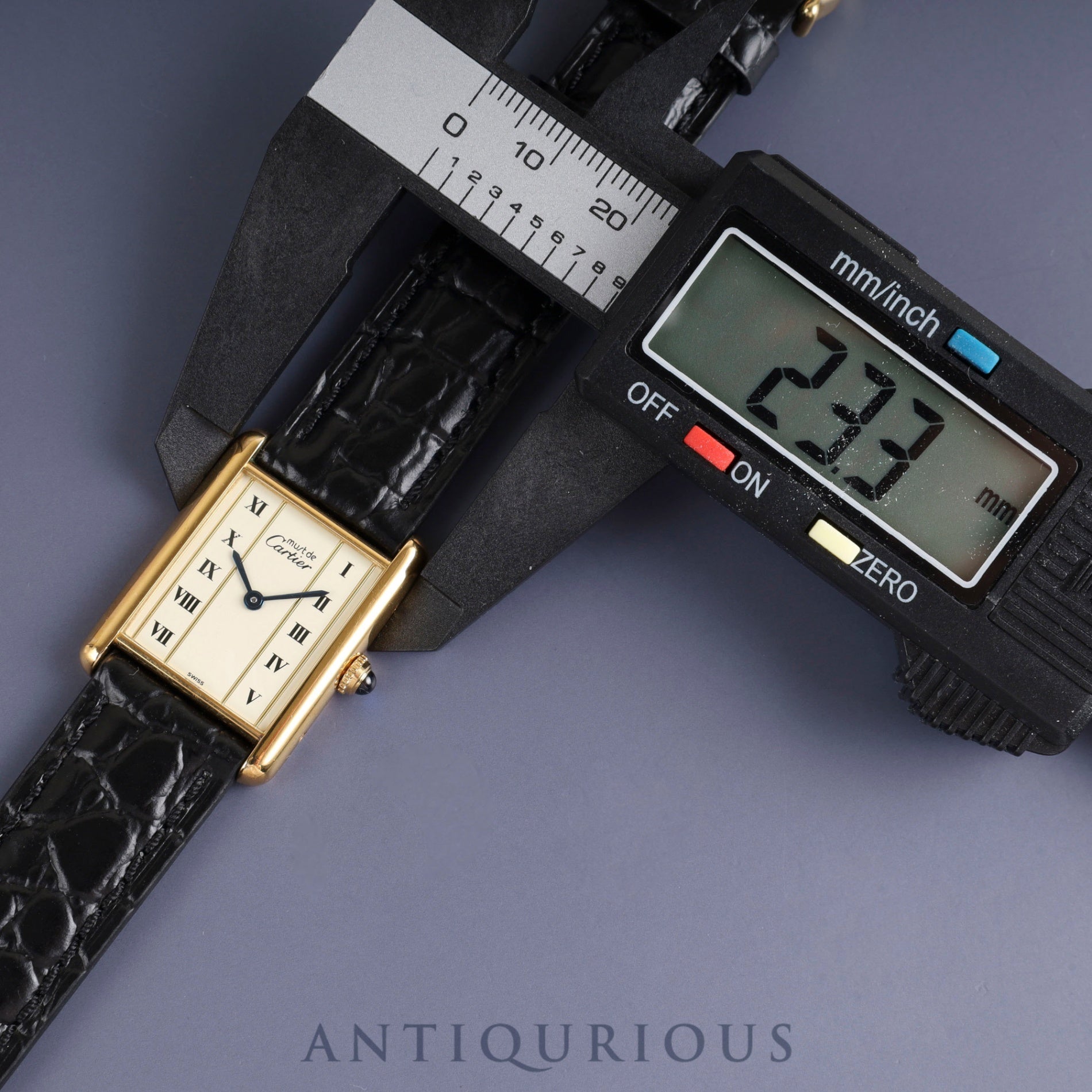 Cartier Must Tank LM 590005 Quartz Cal.90 SV925 Leather Genuine Buckle (GP) Straight Roman Dial Overhauled