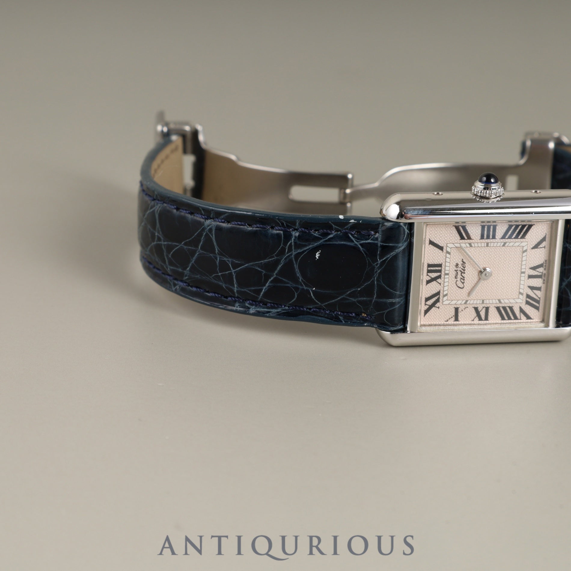 カルティエ マストタンク MM 2416 クォーツ Cal.057 SV925 純正革ベルト(使用感あり) 純正Dバックル(SS) ピンクローマン文字盤 クリスマス限定 オーバーホール済み