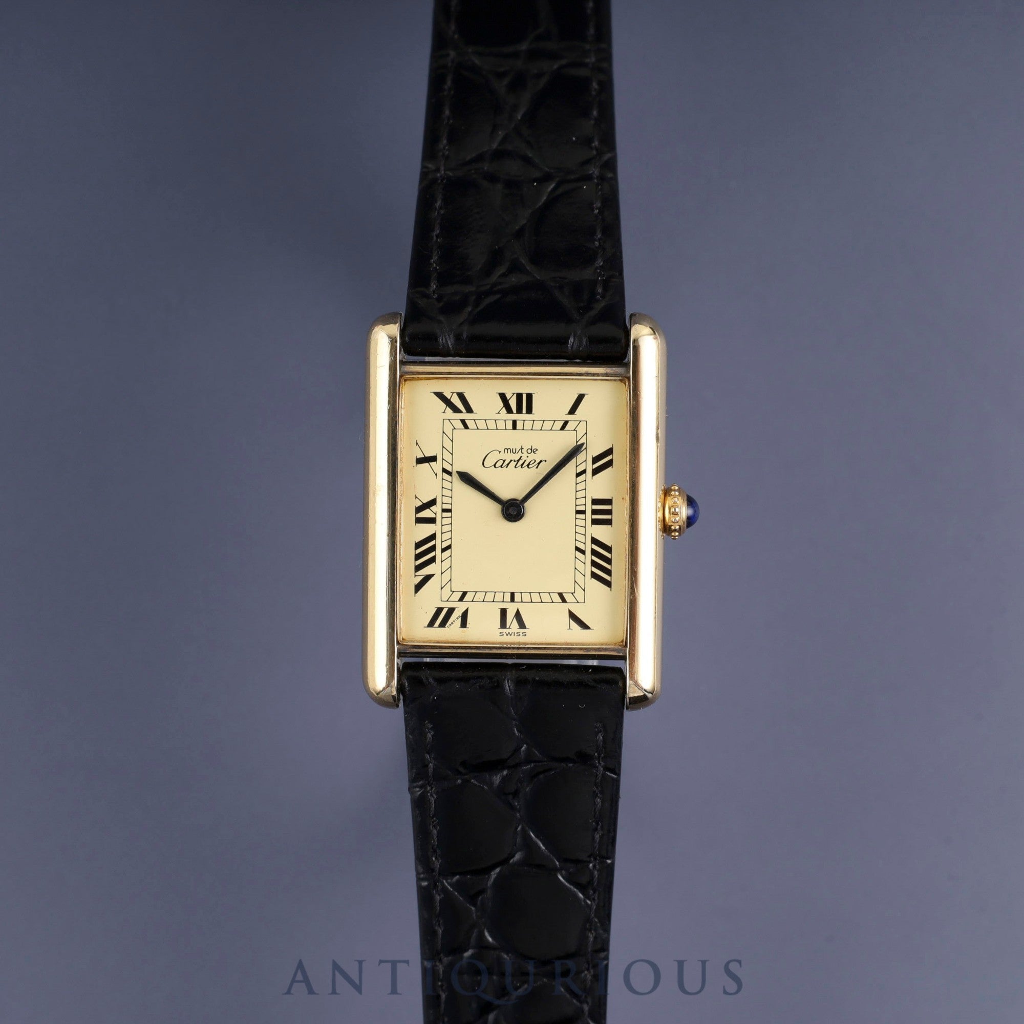 Cartier Must Tank LM Manual winding Cal.78-1 SV925 Leather Genuine buckle (GP) Ivory Roman dial Overhauled