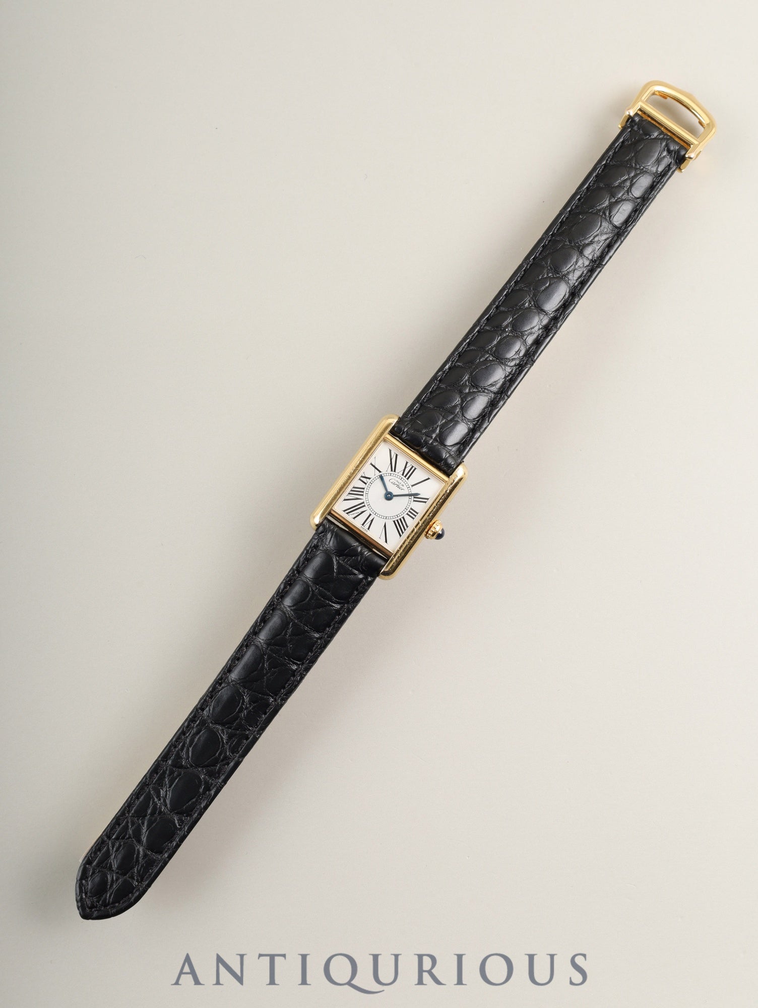 Cartier Must Tank SM 5057001 Quartz Cal. 057 SV925 Leather Genuine D-buckle (GP) Opalescent dial (SWISS markings) Box Warranty (1994) Complete service overhauled at a Cartier boutique on January 2, 2019