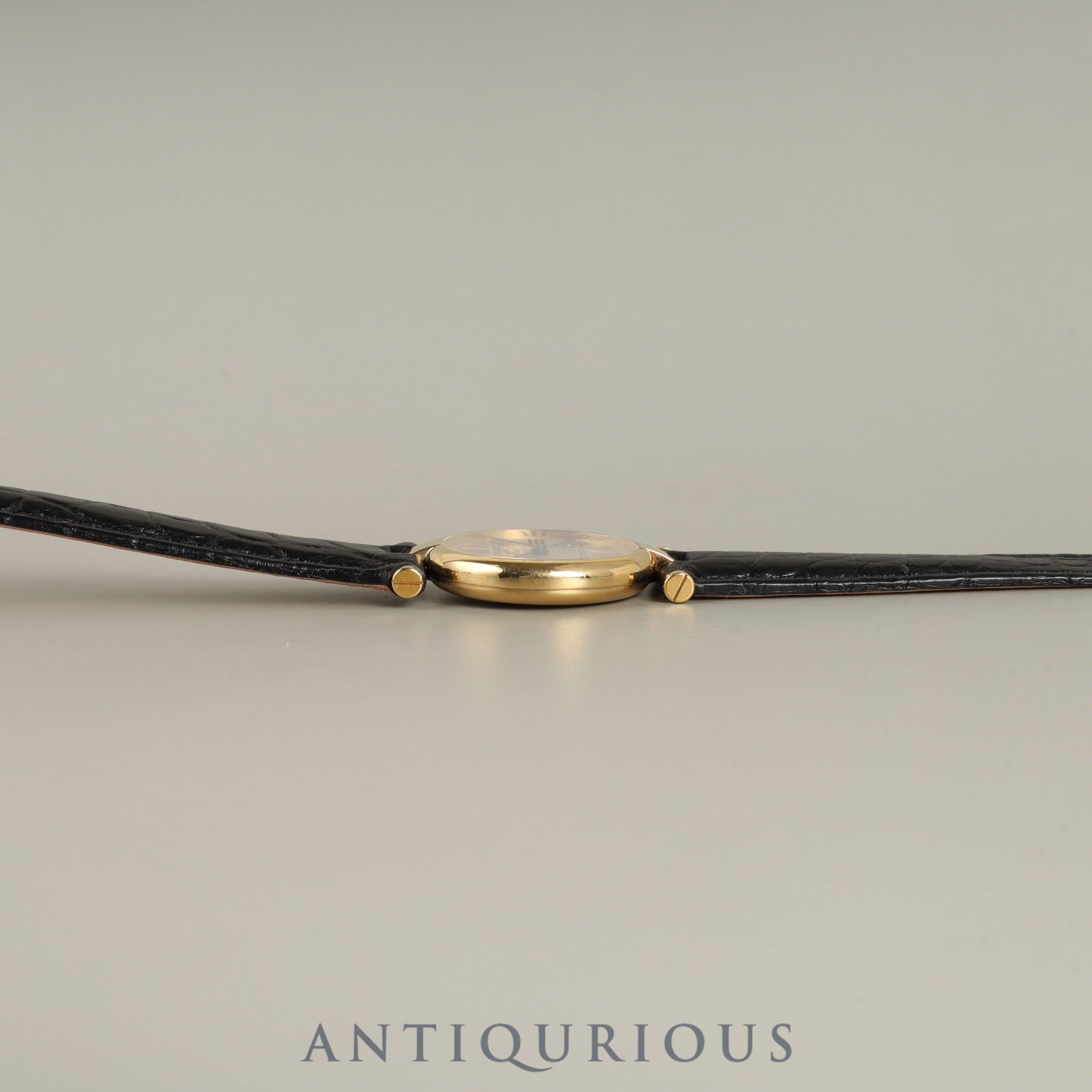 Cartier Must Vendôme VLC SM 590004 Quartz Caliber 90 SV925 Leather Watch with Genuine D-buckle (GP) Opalescent Dial Overhauled