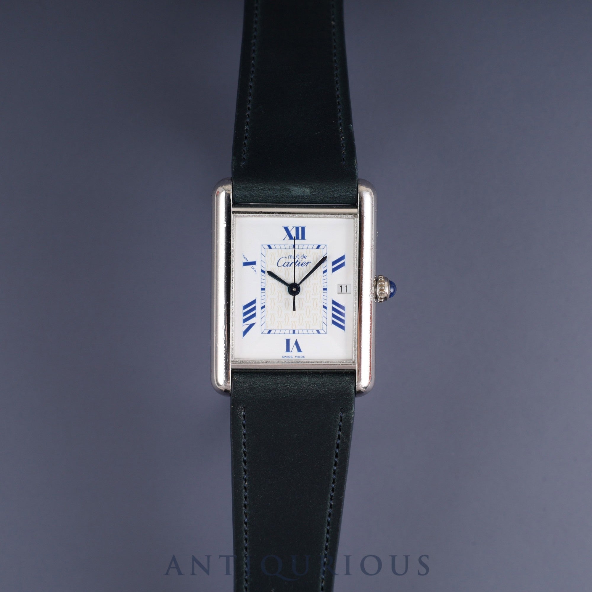 Cartier Must Tank GM (XL) 2414 Quartz Movement, SV925 Leather, Aftermarket Buckle (Stainless Steel), White Roman Dial (SWISS MADE Marking), Completely Serviced at a Cartier Boutique
