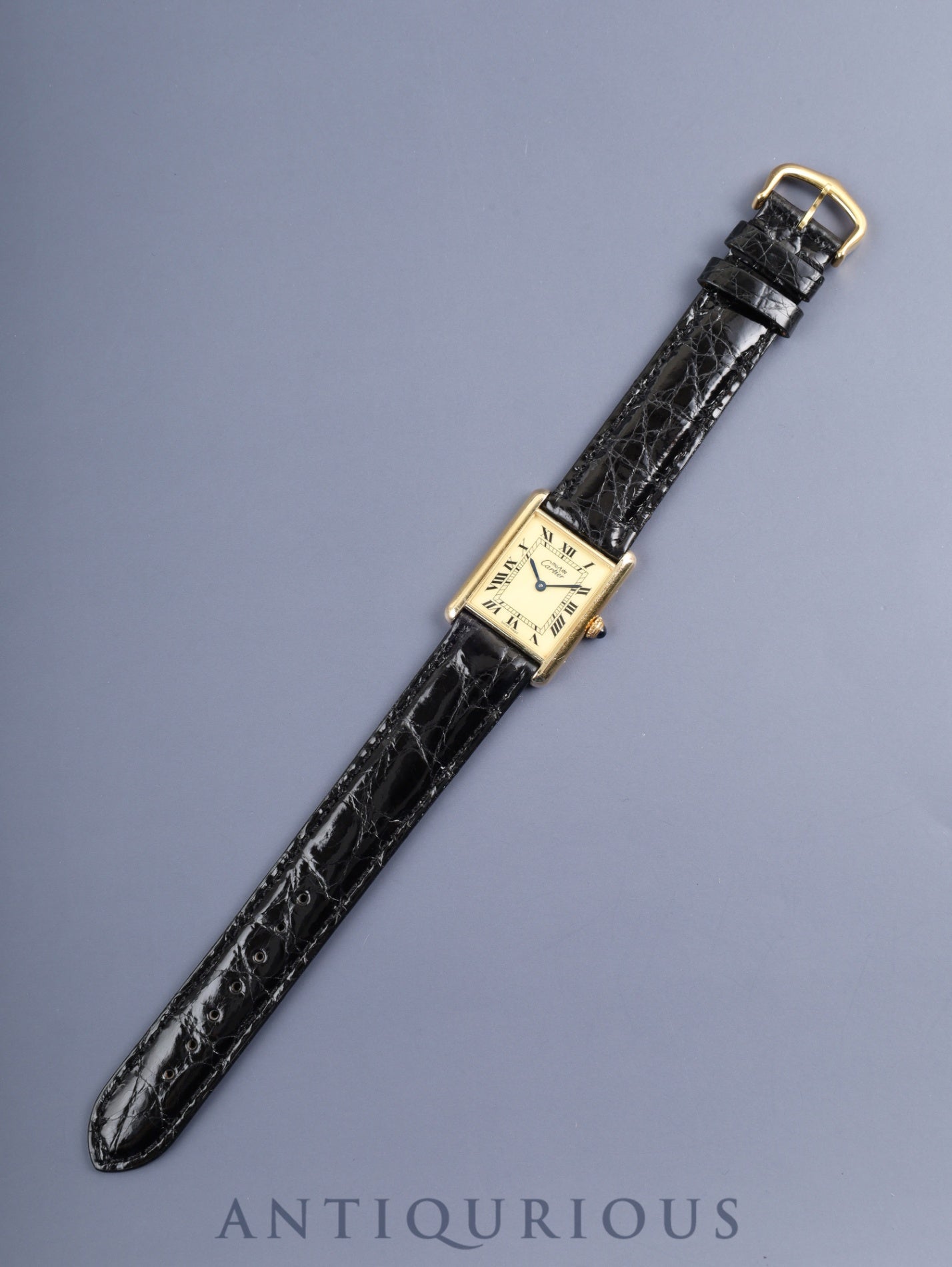 Cartier Must Tank LM 1615 Quartz SV925 Leather Genuine Pin Buckle (GP) Ivory Roman Dial (SWISS MADE) Overhauled, Complete Service (Full Maintenance) at Cartier Boutique