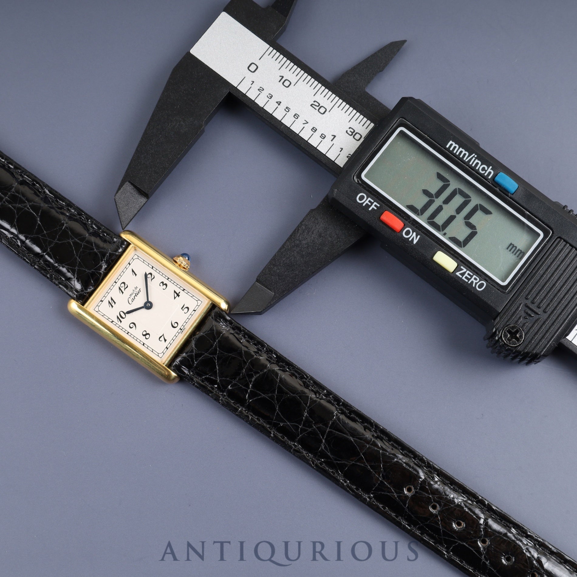 カルティエ マストタンク LM 590005 クォーツ Cal.90 SV925 革 純正尾錠(GP) アラビア文字盤 オーバーホール済み 新品仕上げ済み