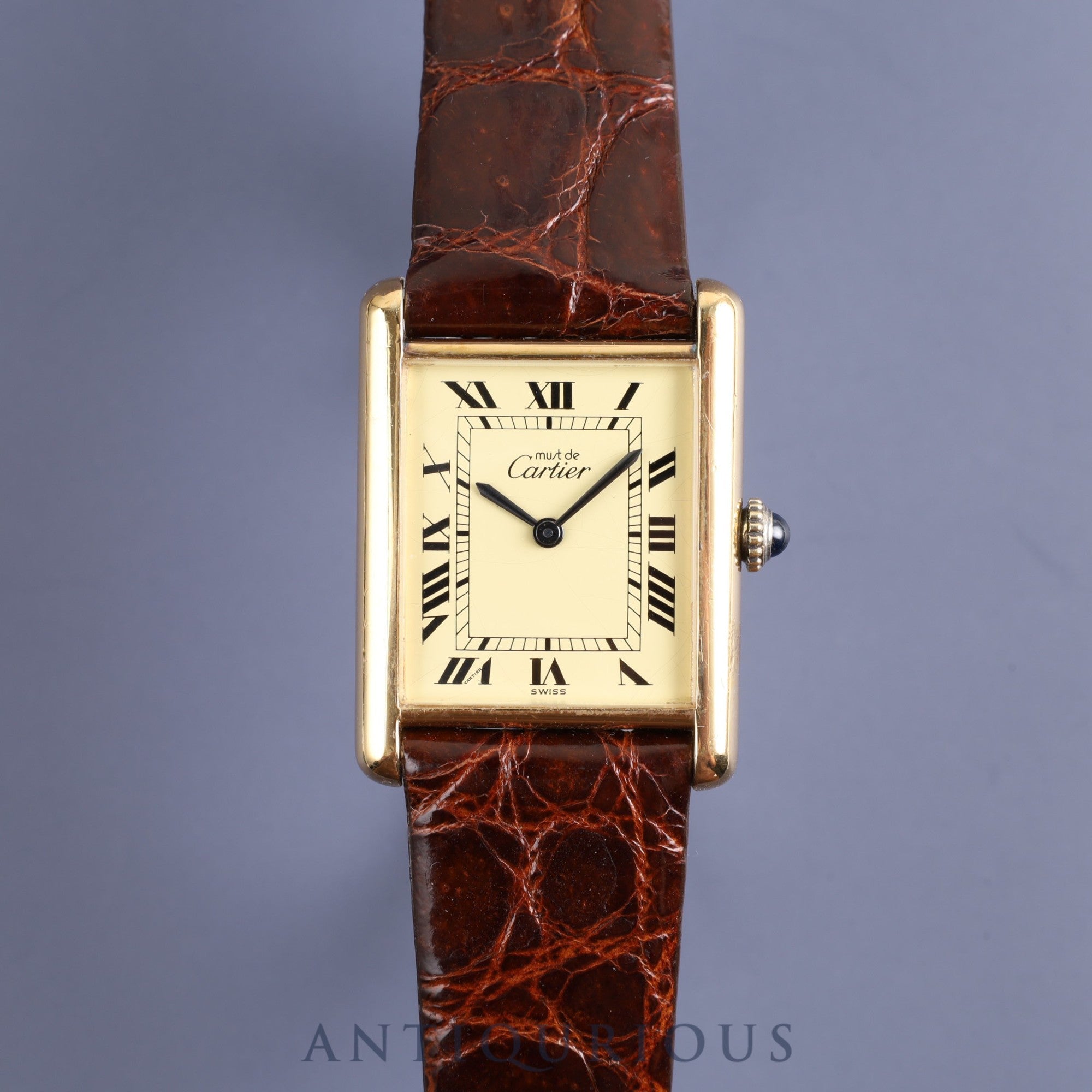 Cartier Must Tank LM Manual winding Cal.78-1 925 Leather Genuine buckle (GP) Ivory Roman dial Overhauled
