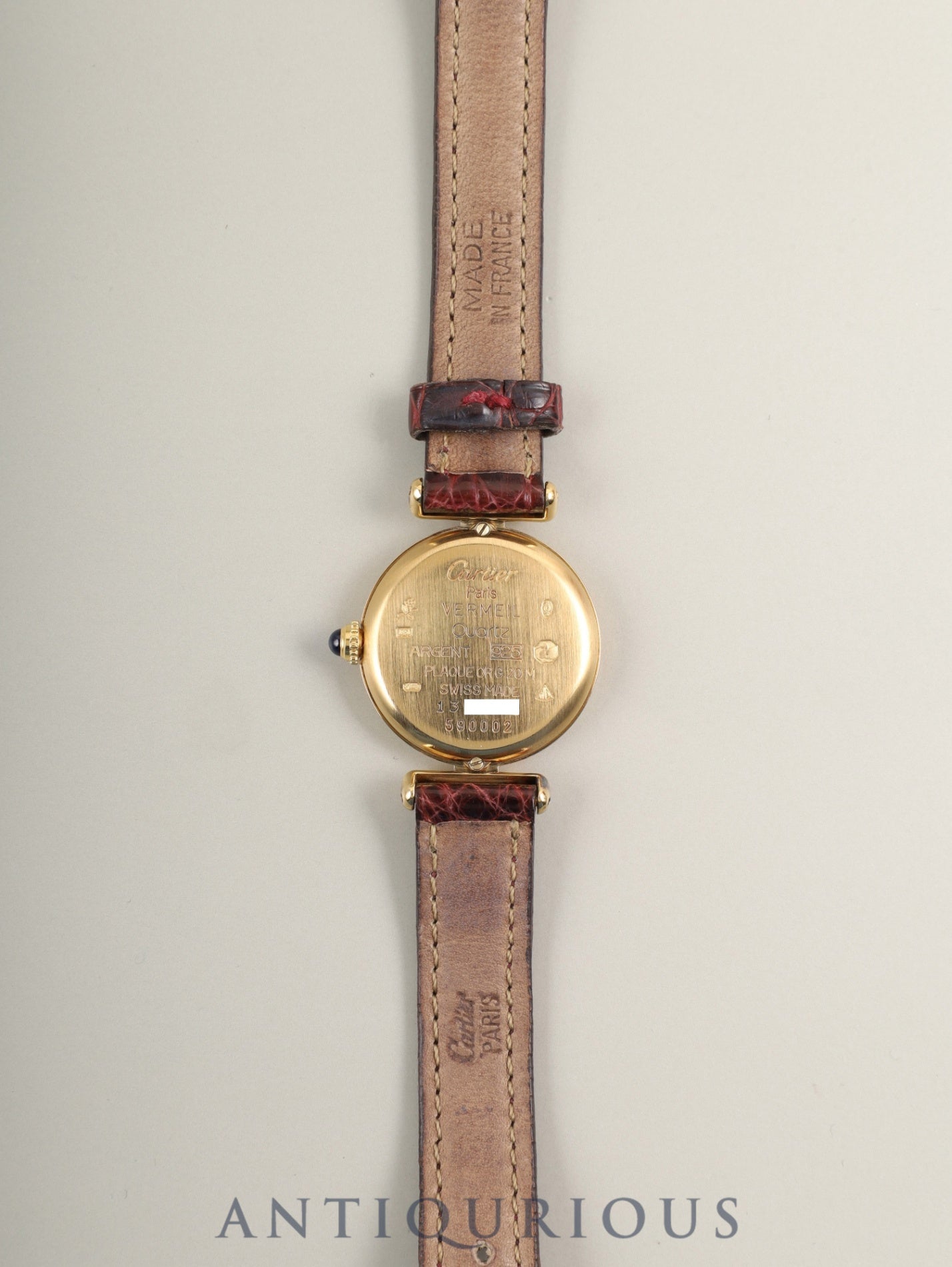 Cartier Must Colisée 590002 Quartz Cal.90 SV925 Original Leather Strap Original Pin Buckle (GP) Ivory Roman Dial (SWISS marking) Box Overhauled