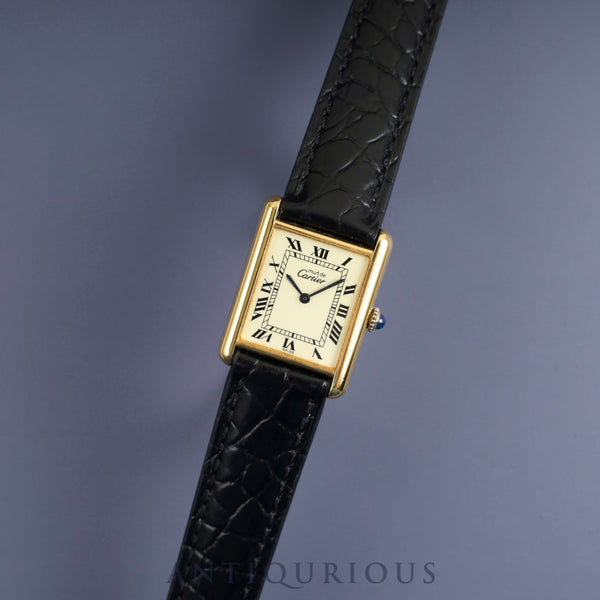 カルティエ マストタンク LM 6 182065 手巻き Cal.78-1 SV925 革 純正尾錠(GP)アイボリーローマン文字盤 オーバーホール済み