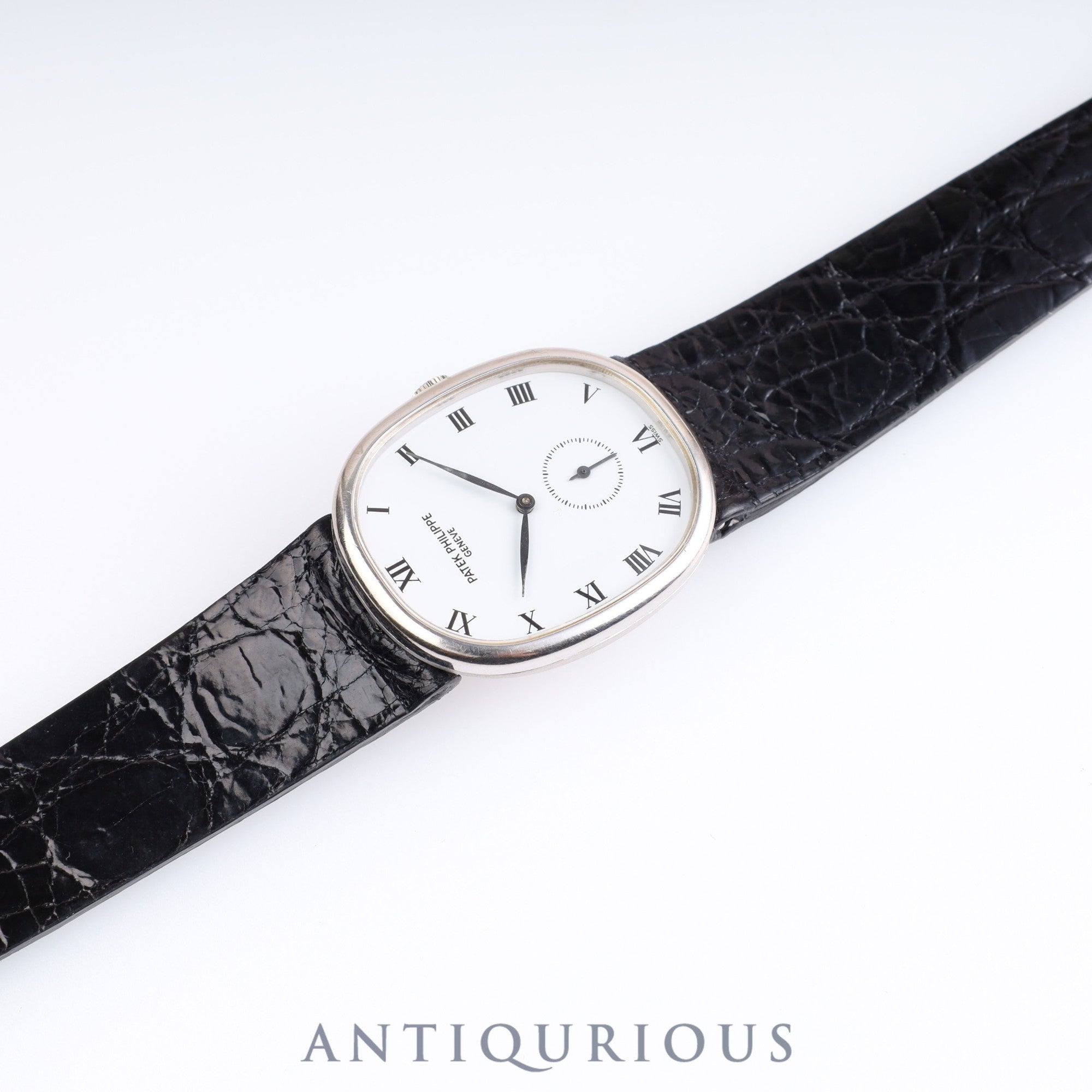 Patek Philippe Golden Ellipse 3948 Manual Winding Cal.215 WG Leather White Dial 1980s