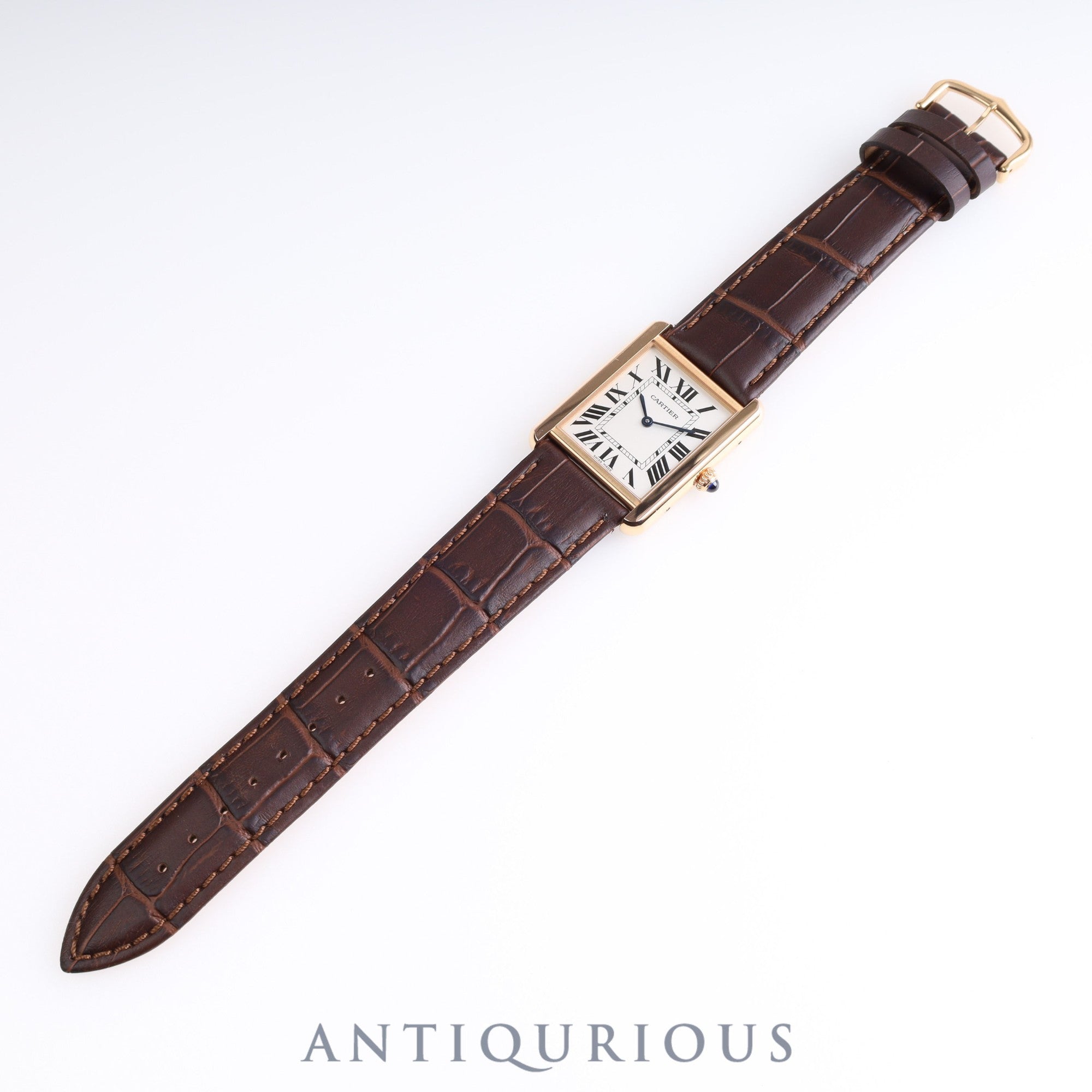 Cartier Tank Solo LM QZ W5200025 / 3167 PG/SS Leather Genuine Buckle (750) Silver Dial