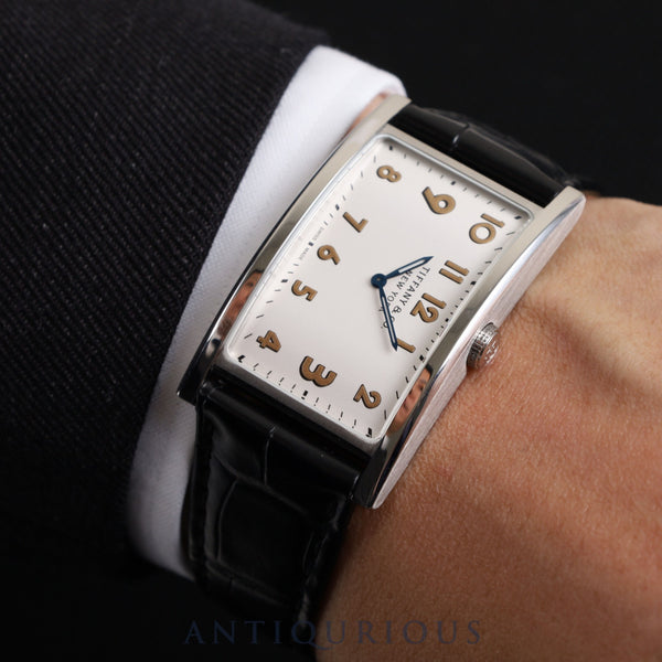 ティファニー イーストウエスト 37447102 クォーツ SS 純正革ベルト 純正バックル(SS)シルバー文字盤 サービスケース オーバーホール済み