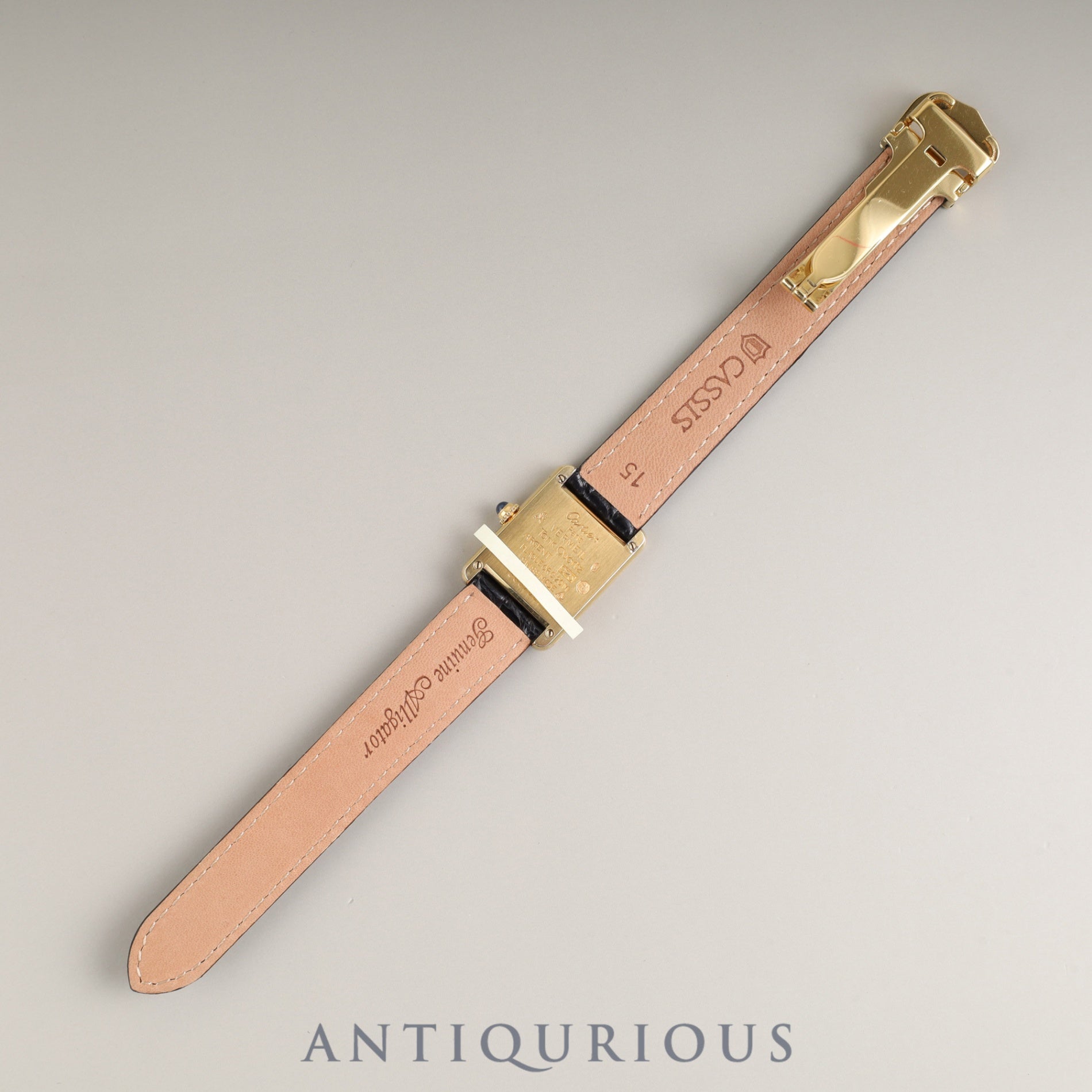 カルティエ マストタンク SM 5057001 クォーツ Cal.057 SV925 革 純正Dバックル(GP) アラビア文字盤 1982年頃~1995年頃 箱 保証書 オーバーホール済み