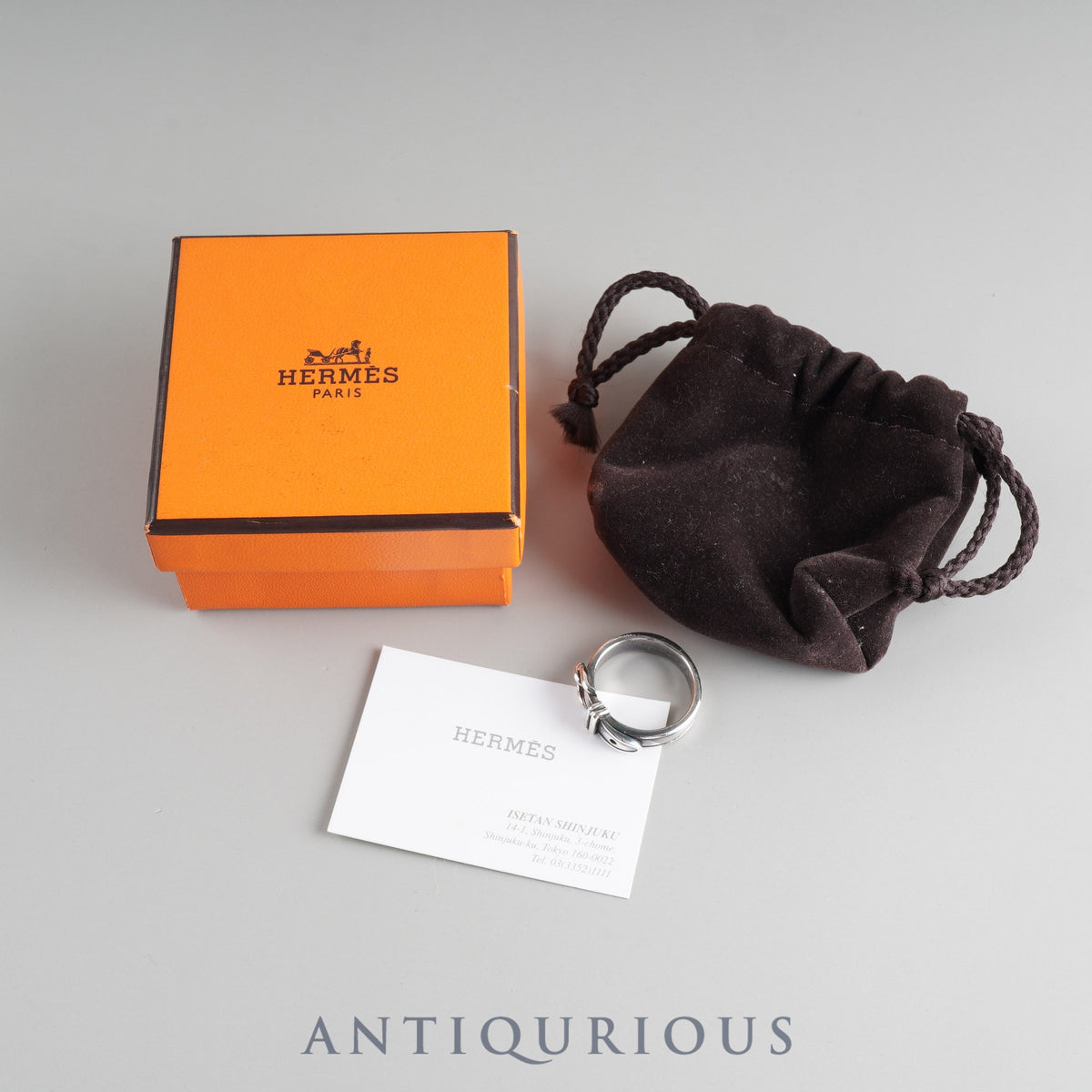 Hermès ring, Santur, sterling silver, 4.6g, size 11.5, box, dust bag, card