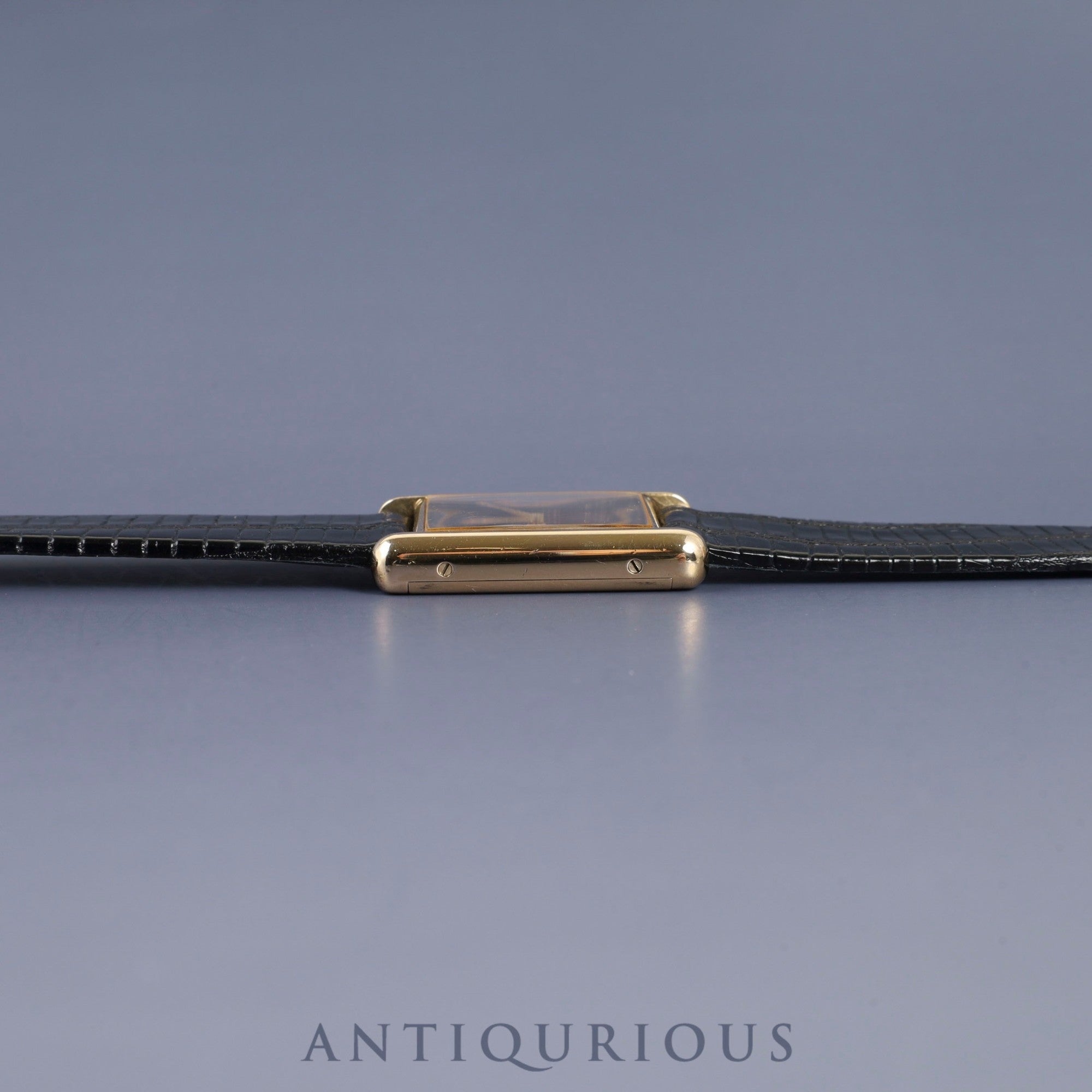 Cartier Must Tank LM Manual Winding Cal. 78-1 SV925 Leather Strap Genuine Buckle (GP) Onyx Dial Box Overhauled
