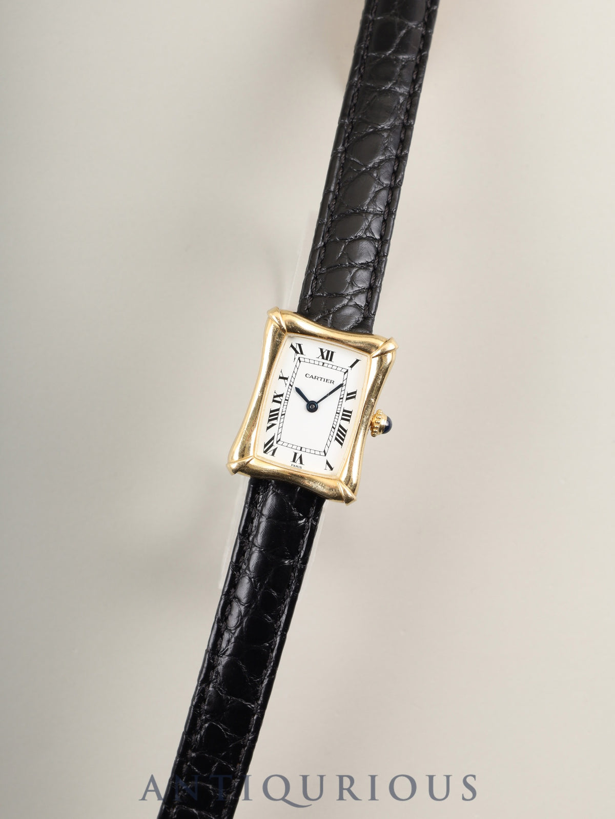 Cartier Bamboo Coussin Manual Winding Caliber 78-1 (ETA2512) AU750 Leather Strap with Genuine D-Buckle (AU750) White Roman Dial (PARIS Inscription) Overhauled