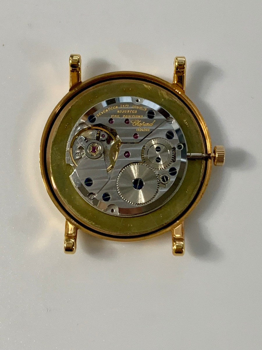 ショパール クラシック 163154/987 手巻き Au750 革 純正尾錠(GP) ホワイト文字盤 箱 冊子 保証書(2012年)オーバーホール済み