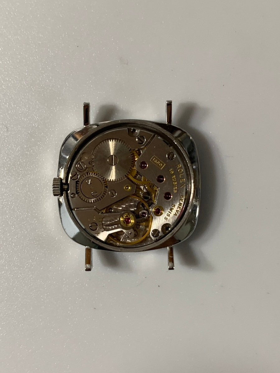 Rolex Cellini 3747 Manual Winding Caliber 1600 750WG Leather Strap with Genuine Stainless Steel Buckle Silver Dial No. 31 (1970) Overhauled