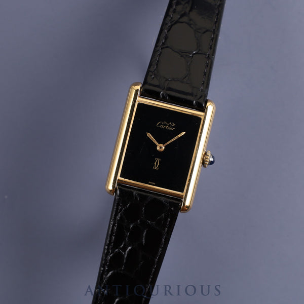 Cartier Must Tank LM Manual winding Cal.78-1 SV925 Leather Genuine buckle (GP) Black onyx dial Overhauled and refinished