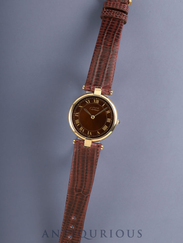 Cartier Must Vendome VLC LM 17 Quartz Cal.81 SV925 Leather Genuine Pin Buckle (GP) Mahogany Dial (SWISS marking) Overhauled