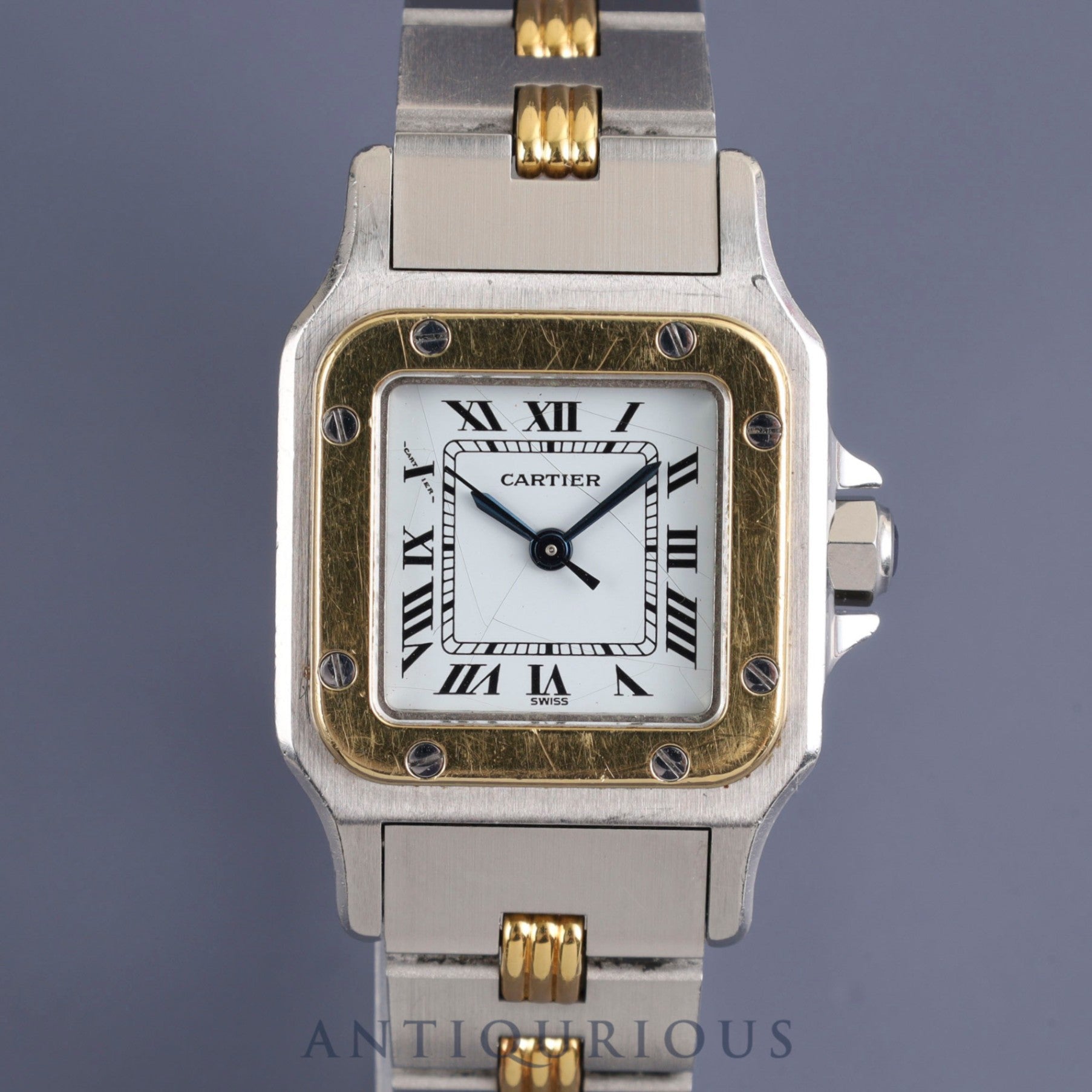 Cartier Santos Carrée SM AC14.30gr OR 0.750 2.80gr / 0902 Automatic SS/YG White Roman Dial Warranty (1988) Overhauled
