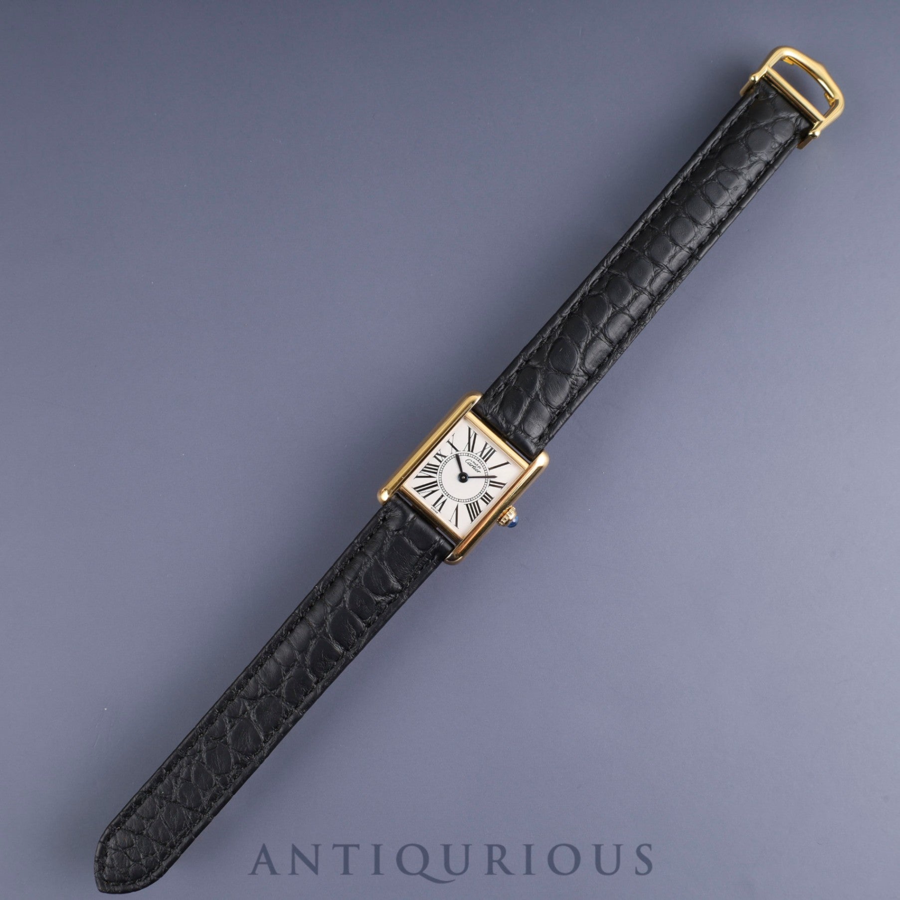 Cartier Must Tank SM W1005554 / 5057001 Quartz Cal.057 SV925 Leather Genuine D-buckle (GP) Opalan dial Genuine replacement belt Box Warranty (1992) Overhauled