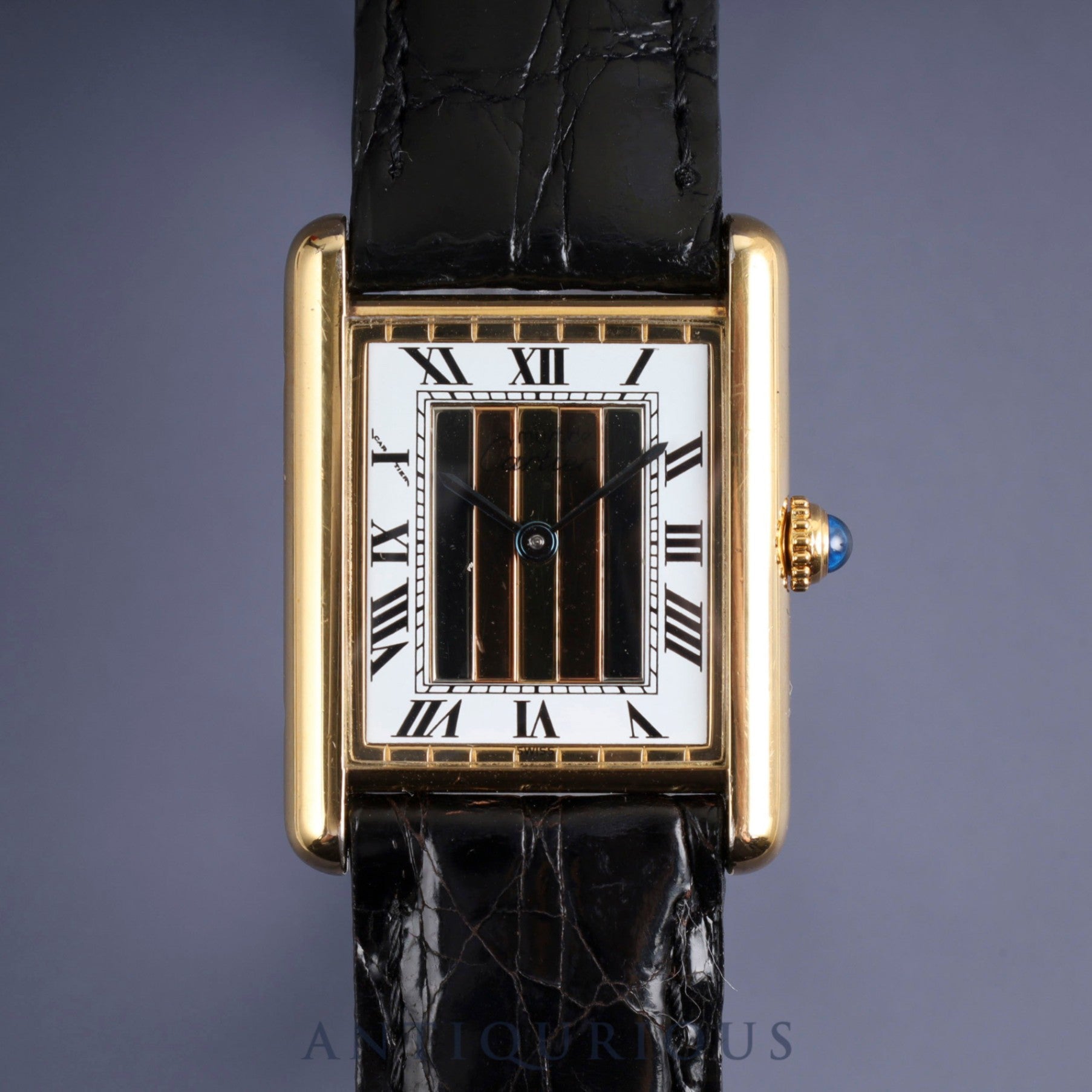 Cartier Must Tank LM 590005 Quartz Cal.90 SV925 Leather Genuine Buckle (GP) Front Trinity Dial Warranty (no date) Overhauled