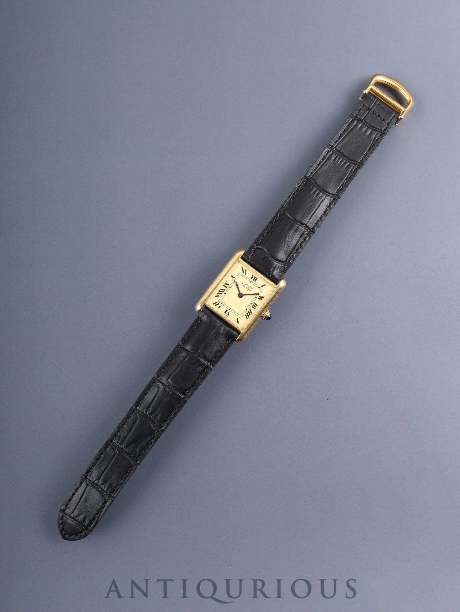 カルティエ マストタンク LM 590005 クォーツ Cal.690 SV925 革 純正Dバックル(GP) アイボリーローマン文字盤(SWISS表記 )1982年頃~1995年頃 オーバーホール済み 新品仕上げ済み