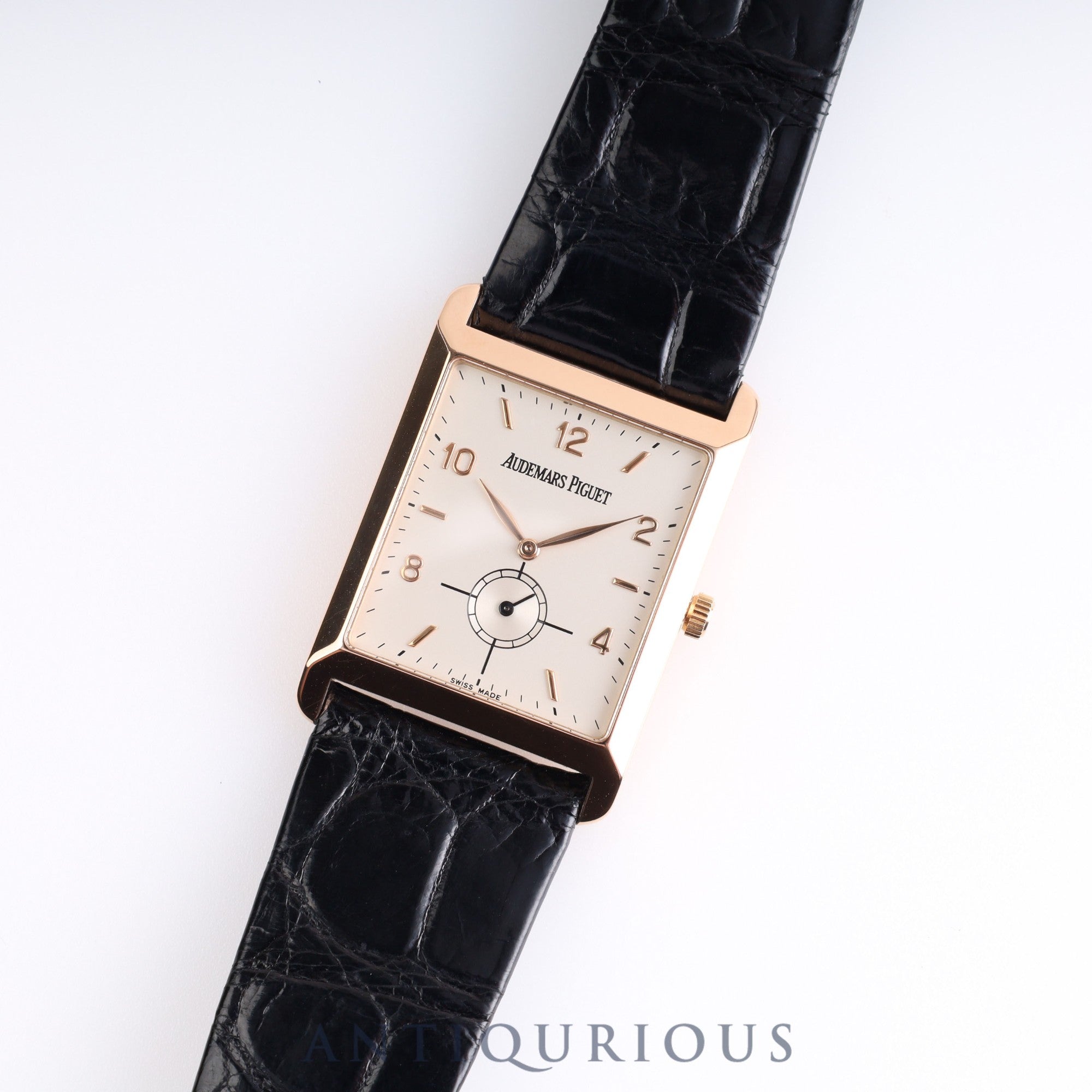 Audemars Piguet Rectangular OR4918/002 Manual winding Cal.2085 PG Leather Silver dial Warranty card (1995)