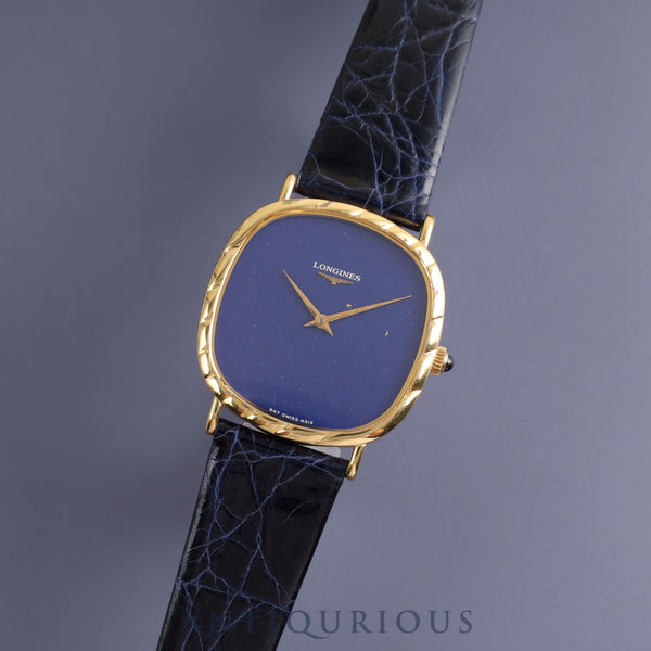 ロンジン クッション 847 4313 手巻き Cal.L847.4 YG 純正尾錠 ラピス文字盤