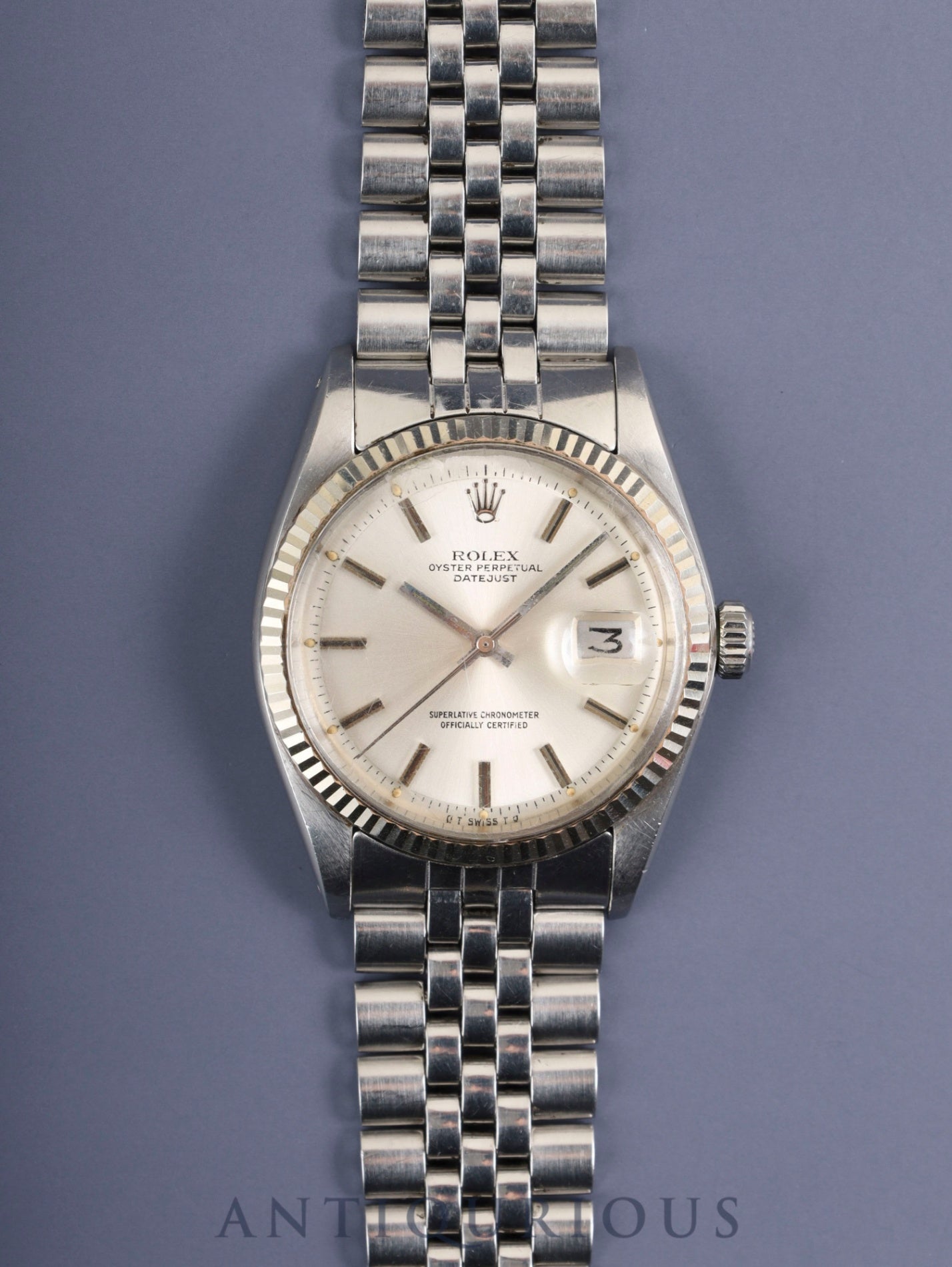 Rolex Datejust 1601 Automatic Caliber 1560 Stainless Steel/White Gold Stainless Steel Silver Dial No. 36 (1972) Overhauled