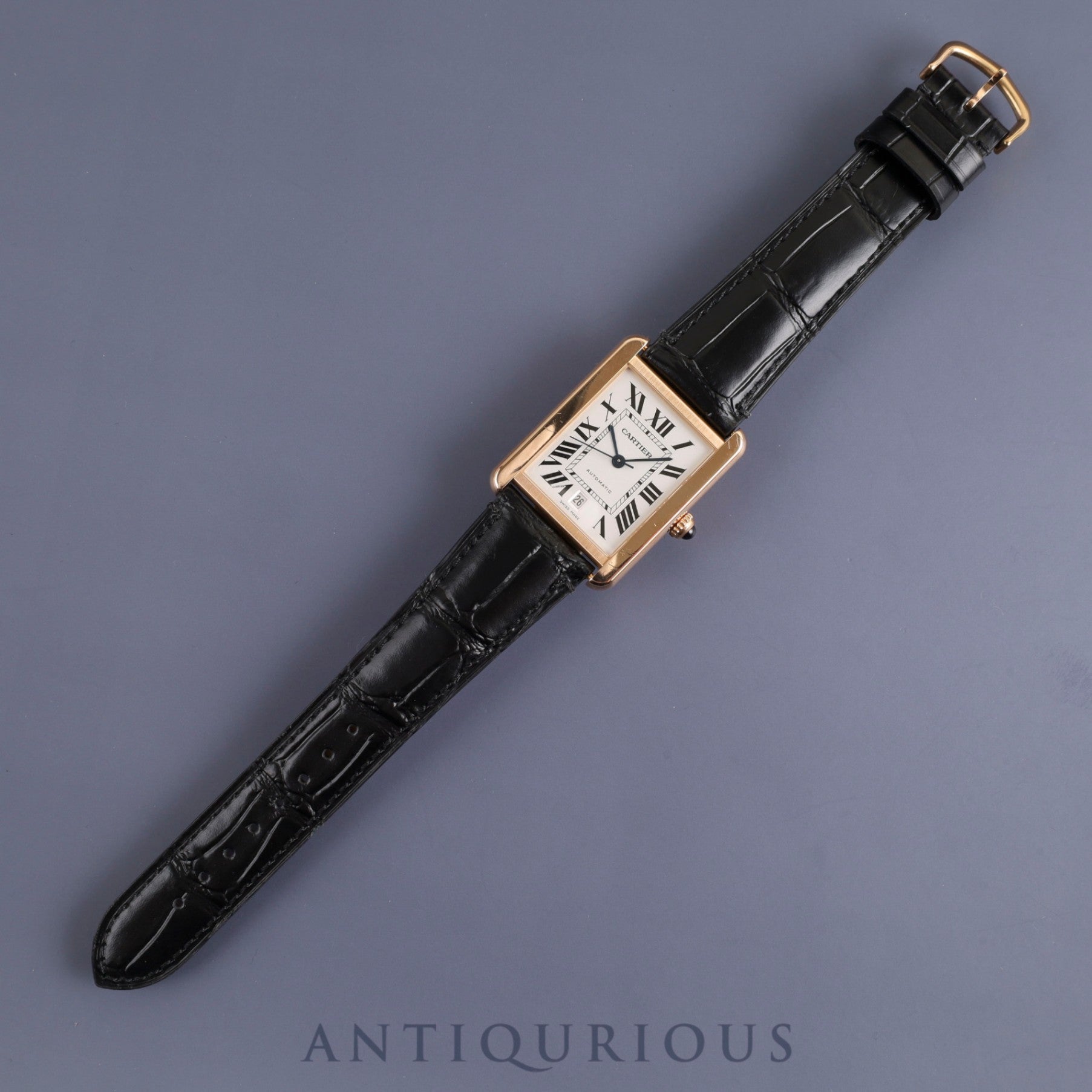 カルティエ タンクソロ XL W5200026 / 3514 自動巻き Cal.049 YG×SS 革 社外尾錠(GP)ホワイトローマン文字盤 箱 保証書(2013年)オーバーホール済み カルティエブティックにてコンプリートサービス済み