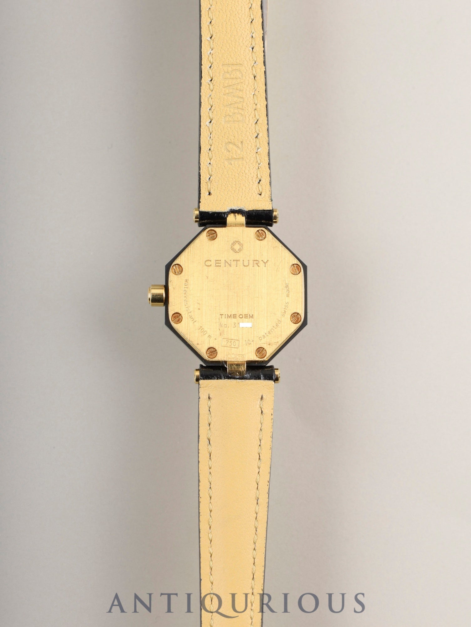 Century Empire Time Gem Quartz Caliber ETA280.002 750YG Diamond Leather Strap with Genuine Pin Buckle (GP) Green Dial Overhauled