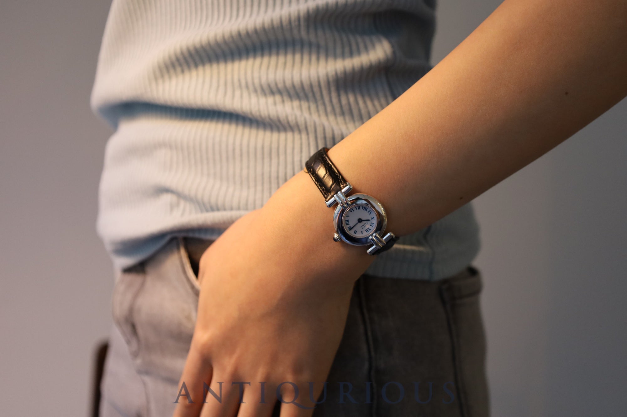 Cartier Must Colisee 690002 Quartz Cal.90 SV925 Leather Genuine D Buckle (SS) White Roman Dial Overhauled