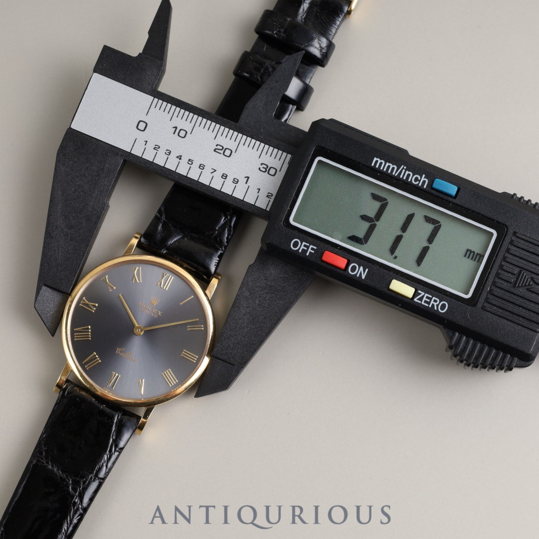 ロレックス チェリーニ 5112/8 手巻き Cal.1601 18KYG 革 純正尾錠(750)グレー文字盤 N番 1991年 保証書(1993年)