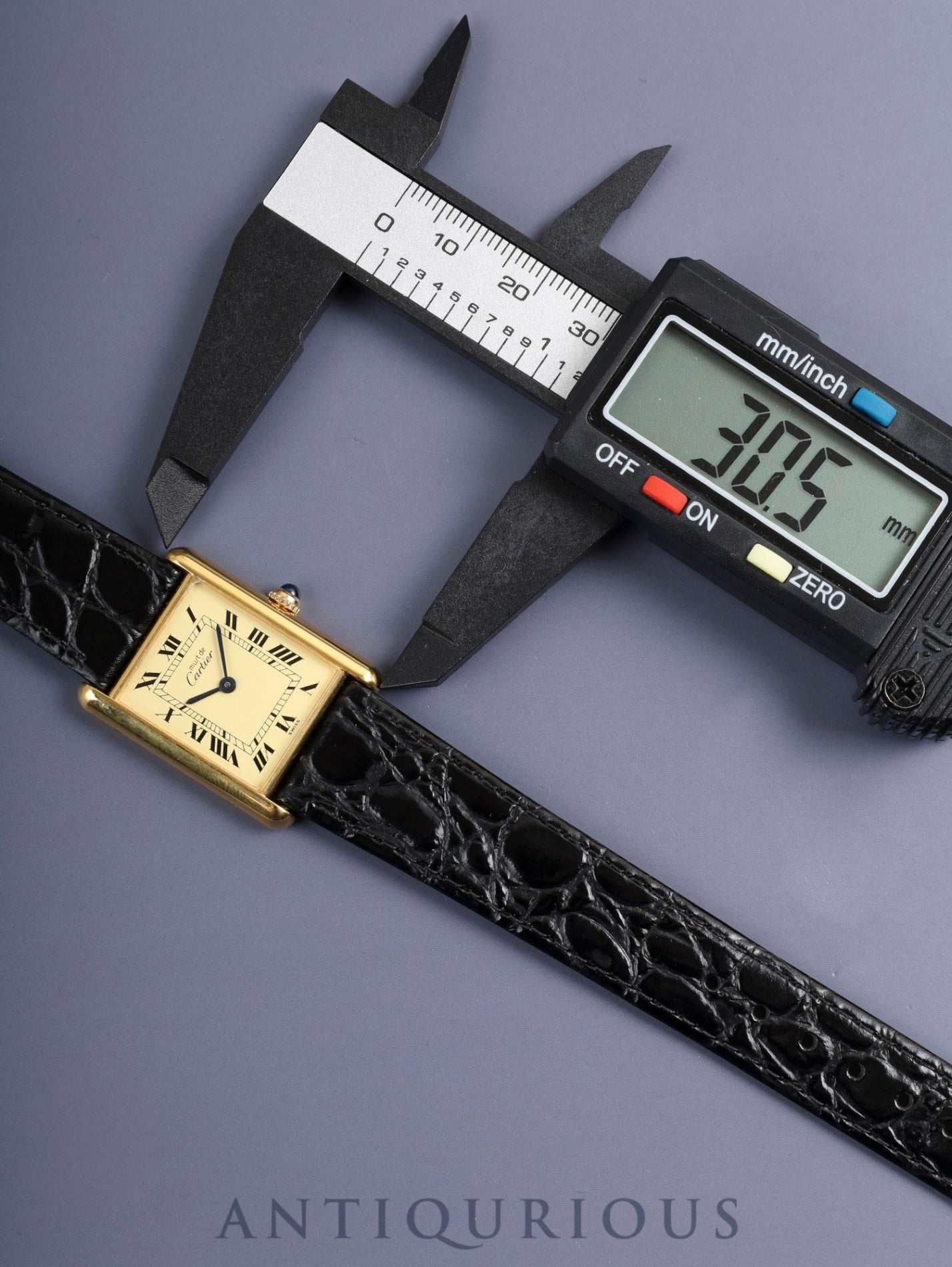 カルティエ マストタンク LM 590005 クォーツ Cal.90 SV925 革 純正ピンバックル(GP)アイボリーローマン文字盤(SWISS表記)オーバーホール済み 新品仕上げ済み