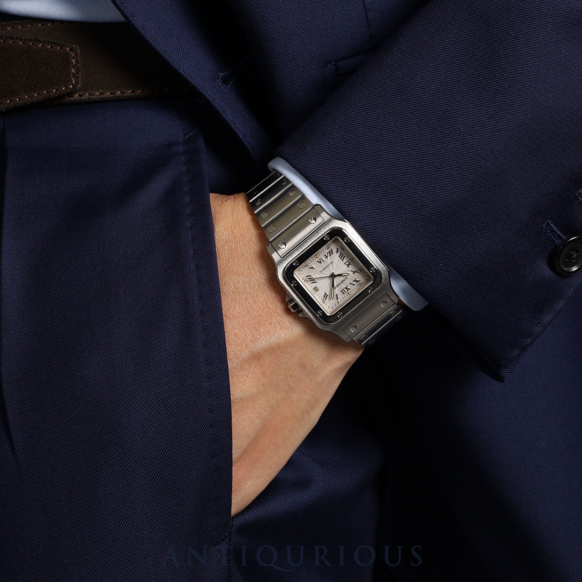 カルティエ サントス ガルベ LM W20040D6/2319 自動巻き SS シルバーギョーシェ文字盤 カルティエブティックにてコンプリートサービス(フルメンテナンス)済み